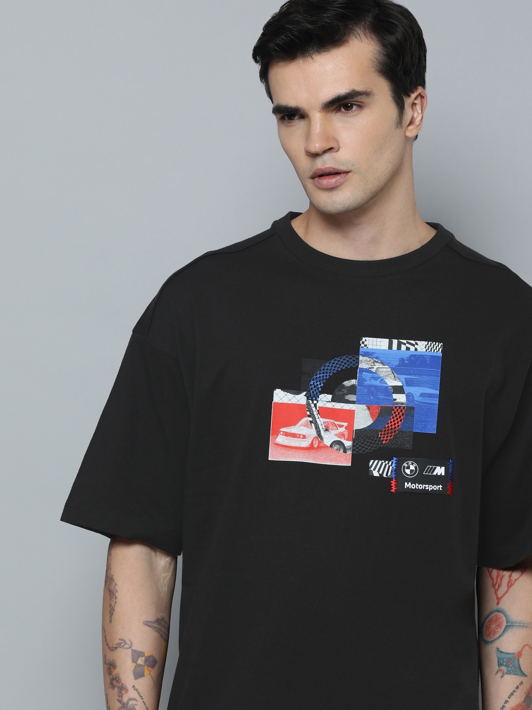

PUMA BMW M Motorsport Statement Car Graphic Print Knitted Pure Cotton T-Shirt, Black