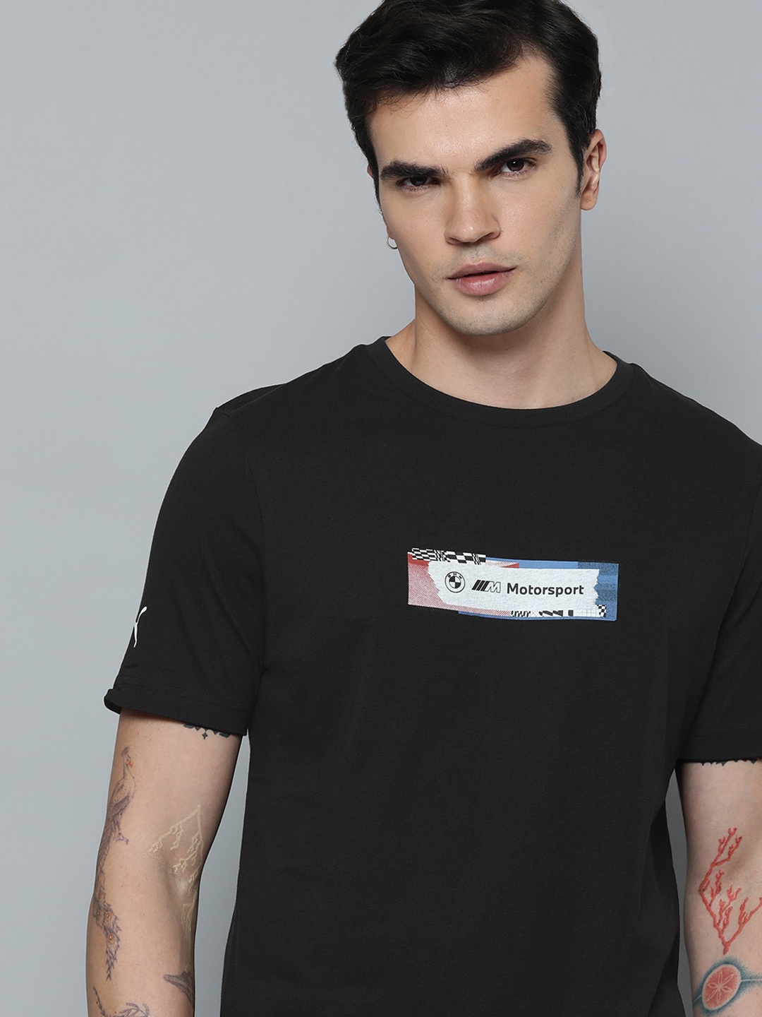 

PUMA Motorsport BMW Brand Logo Printed Pure Cotton T-shirt, Black