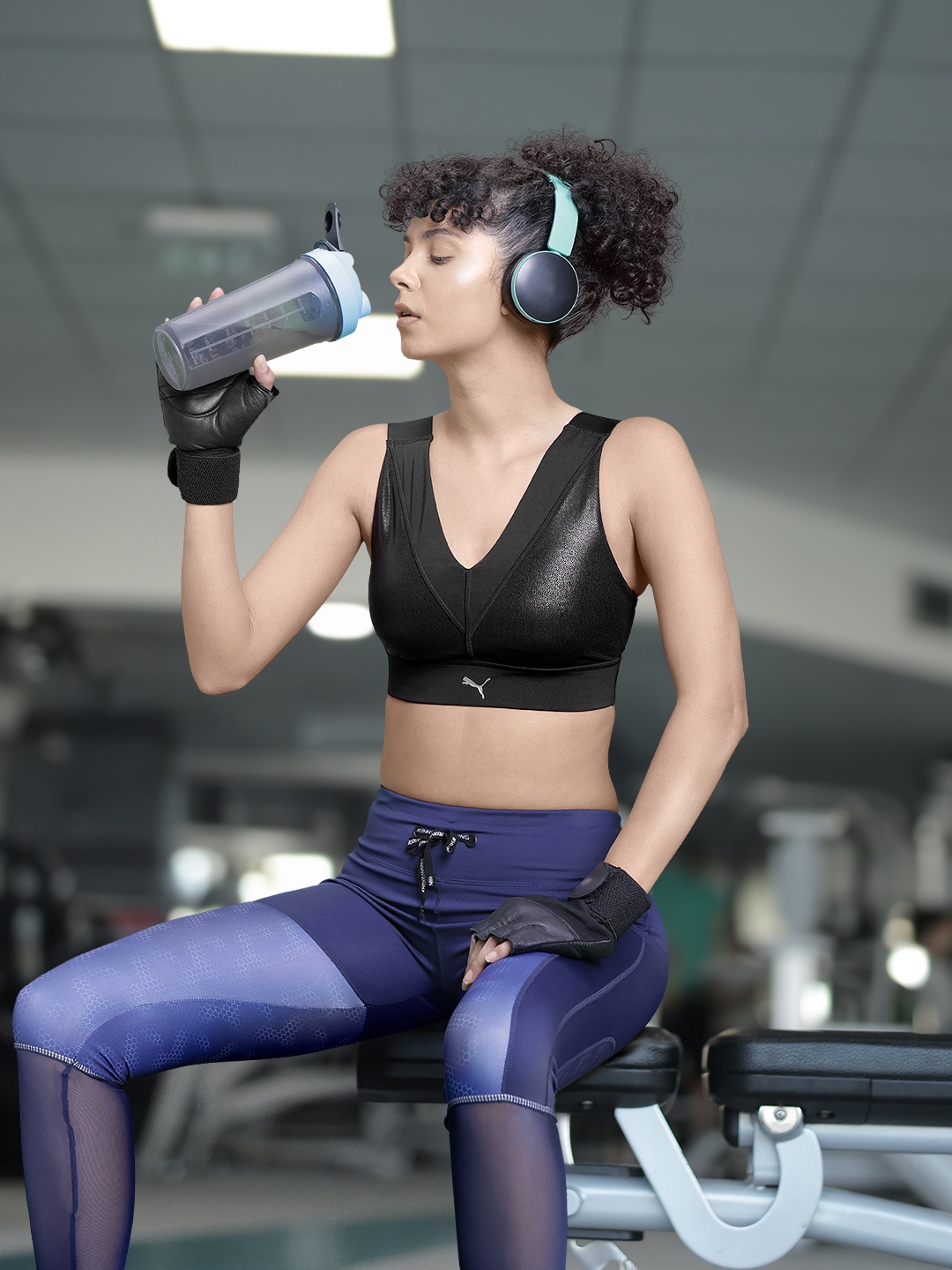 

Puma Full Coverage Heavily Padded Elektro Summer Training Sports Bra 52309101, Black
