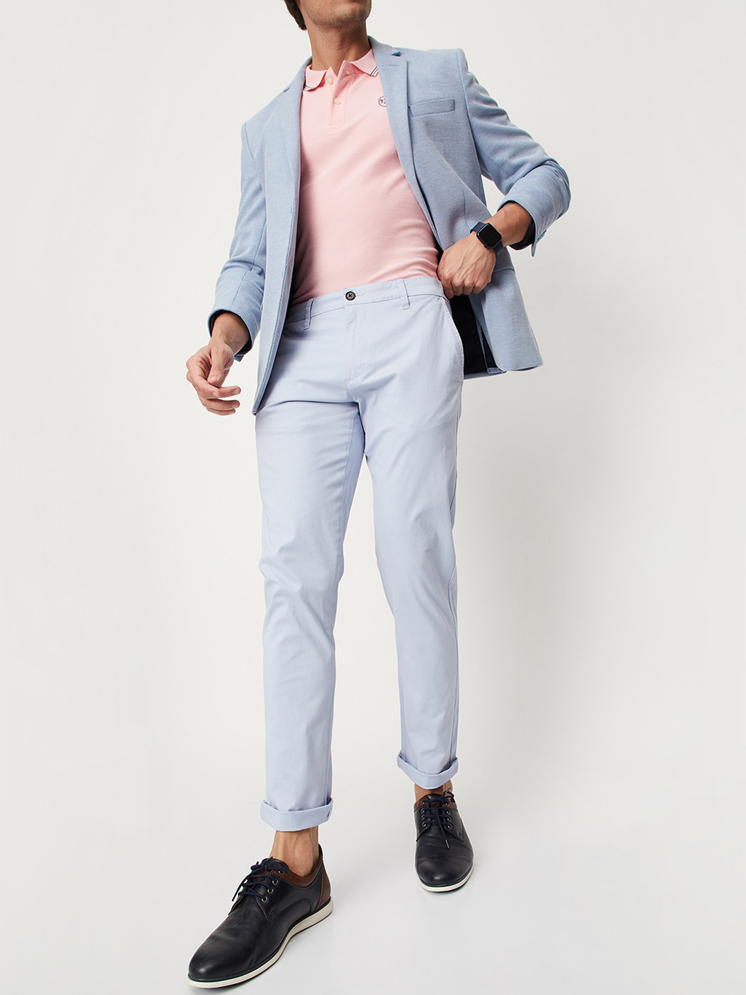 

max Men Mid-Rise Regular Chinos Trousers, Blue