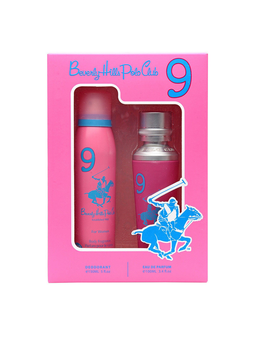 

Beverly Hills Polo Club Women No.9 Gift Set - Eau De Parfum 100ml + Deodorant 150ml, Transparent