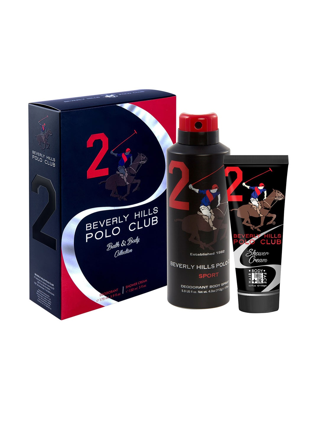 

Beverly Hills Polo Club Men Gift Set No.2 - Sports Deodorant 175ml + Shower Cream 150ml, Transparent