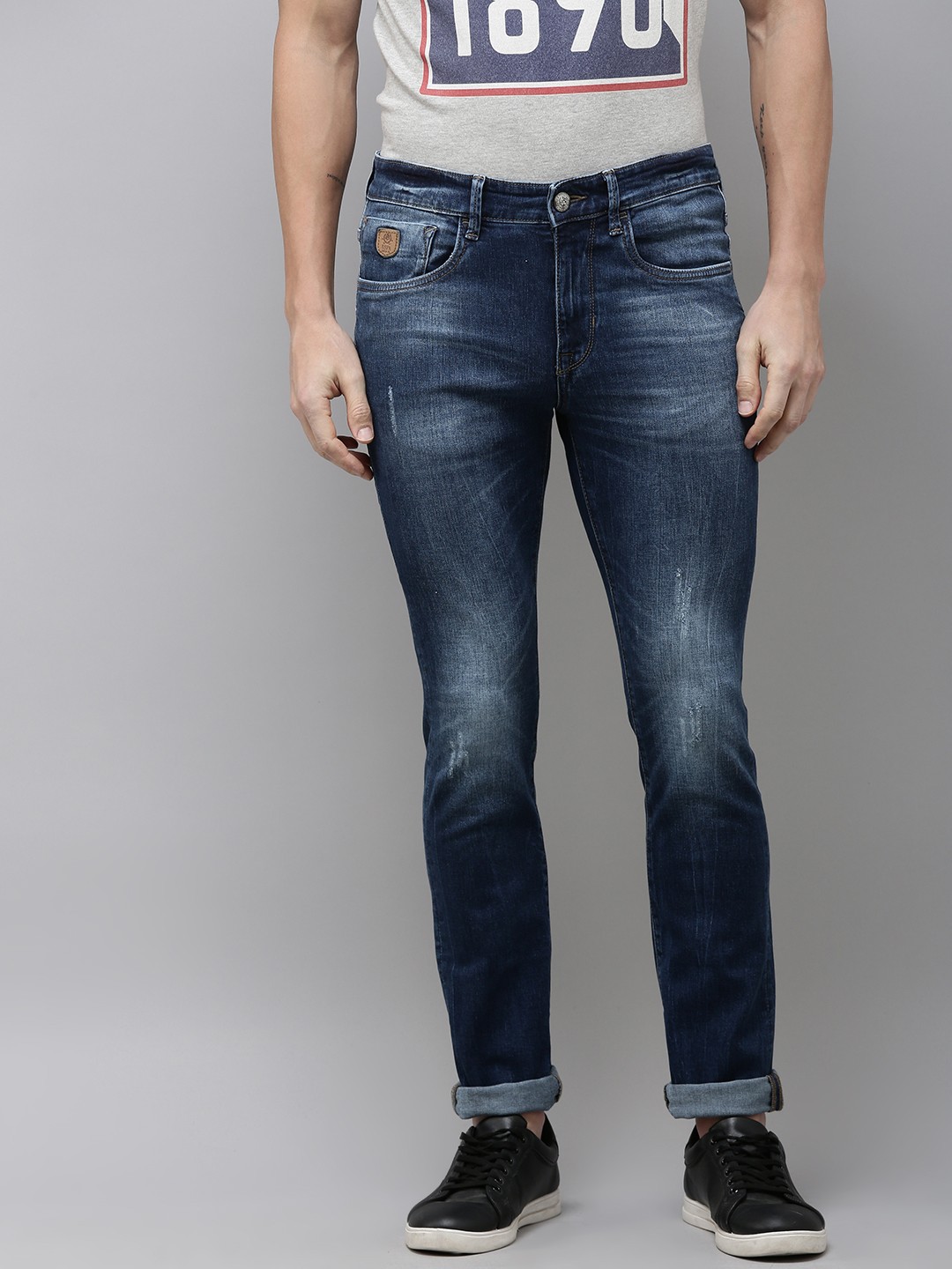 

U.S. Polo Assn. Denim Co. Men Regallo Skinny Fit Low Distress Light Fade Stretchable Jeans, Blue