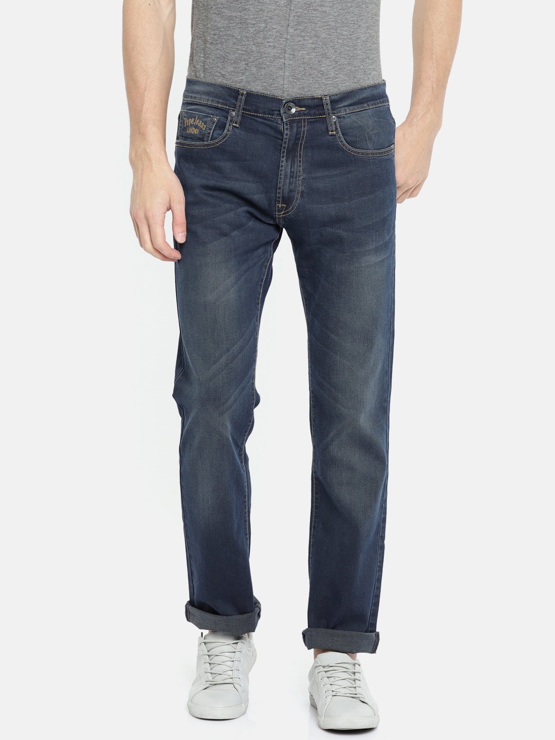 

Pepe Jeans Men Blue Regular Fit Low-Rise Clean Look Stretchable Jeans