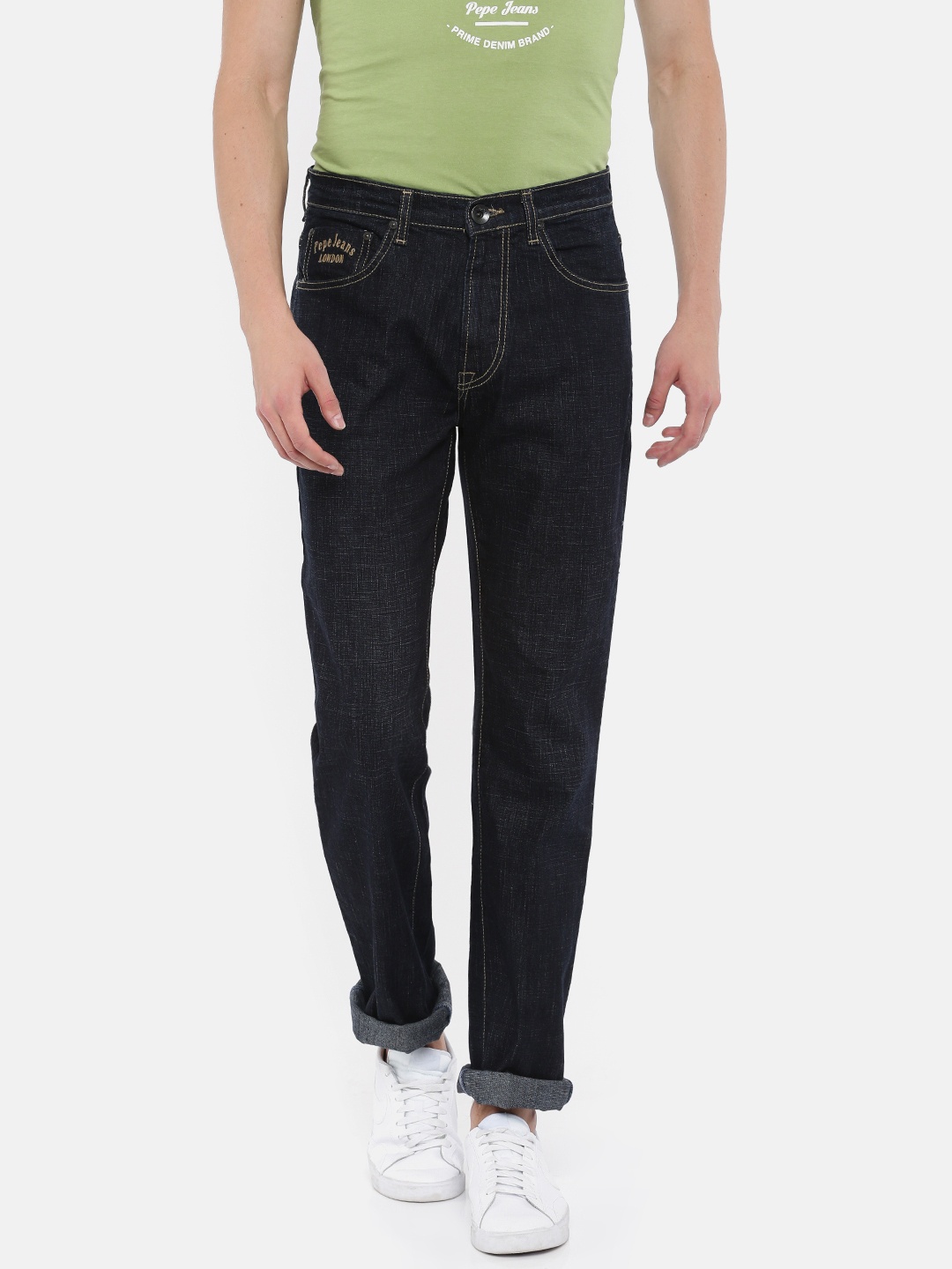 

Pepe Jeans Men Blue Regular Fit Low-Rise Clean Look Stretchable Jeans