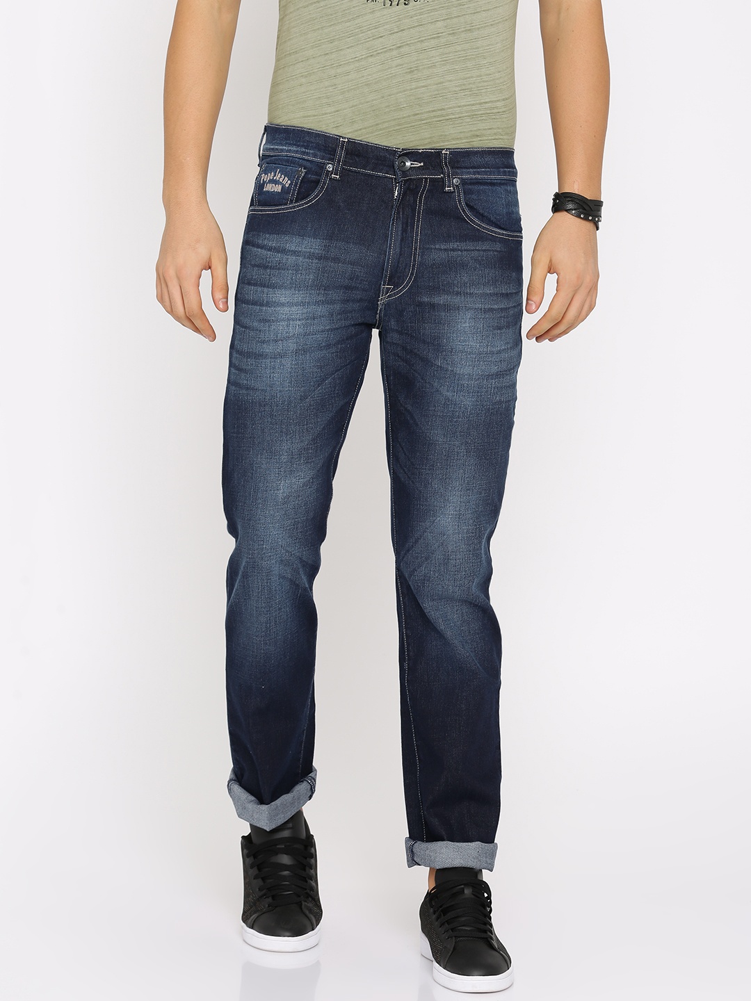 

Pepe Jeans Men Blue Holborne Regular Fit Low-Rise Clean Look Stretchable Jeans