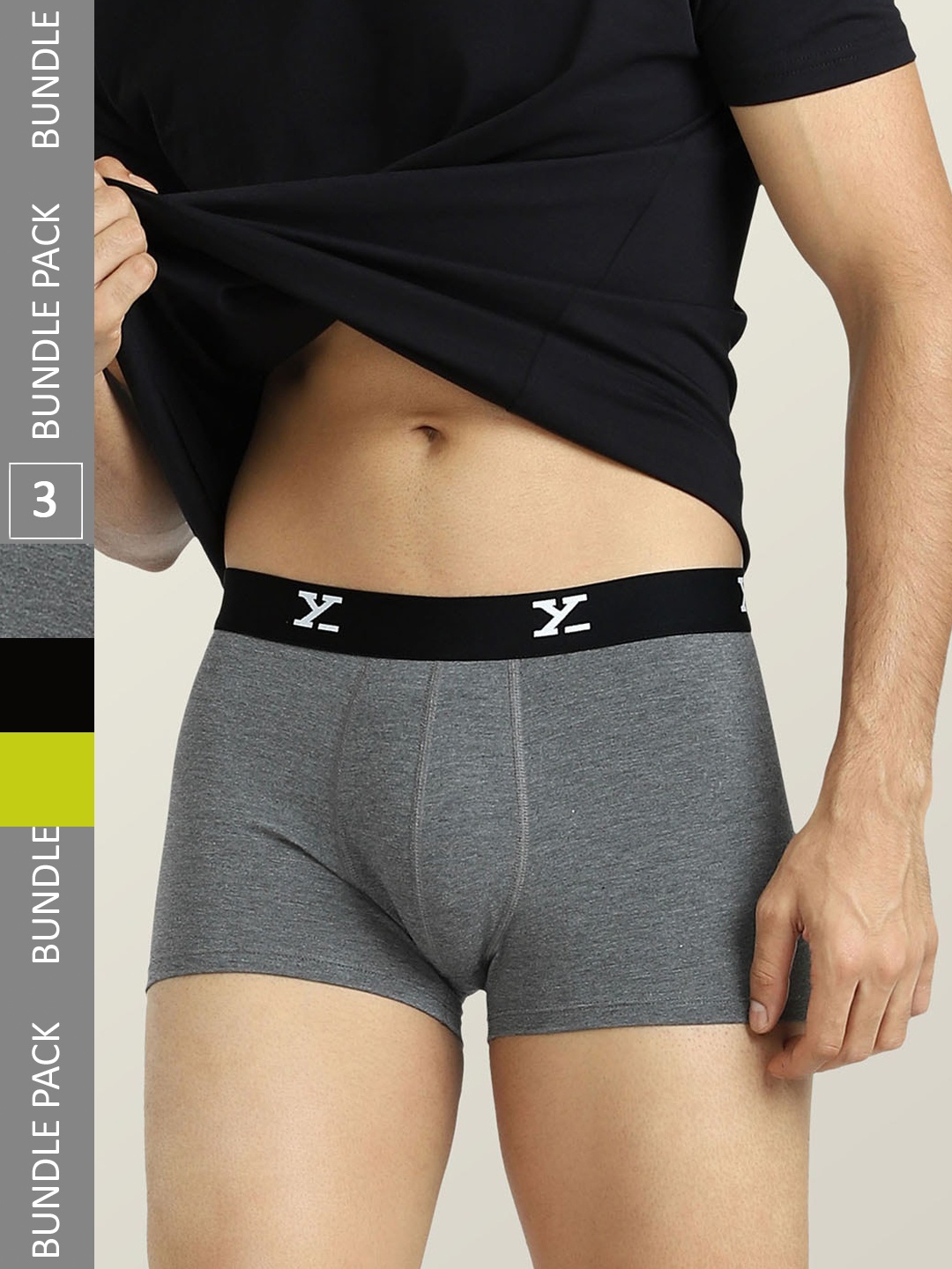 

XYXX Men Pack Of 3 Mid-Rise Sweat WickingTrunks, Green