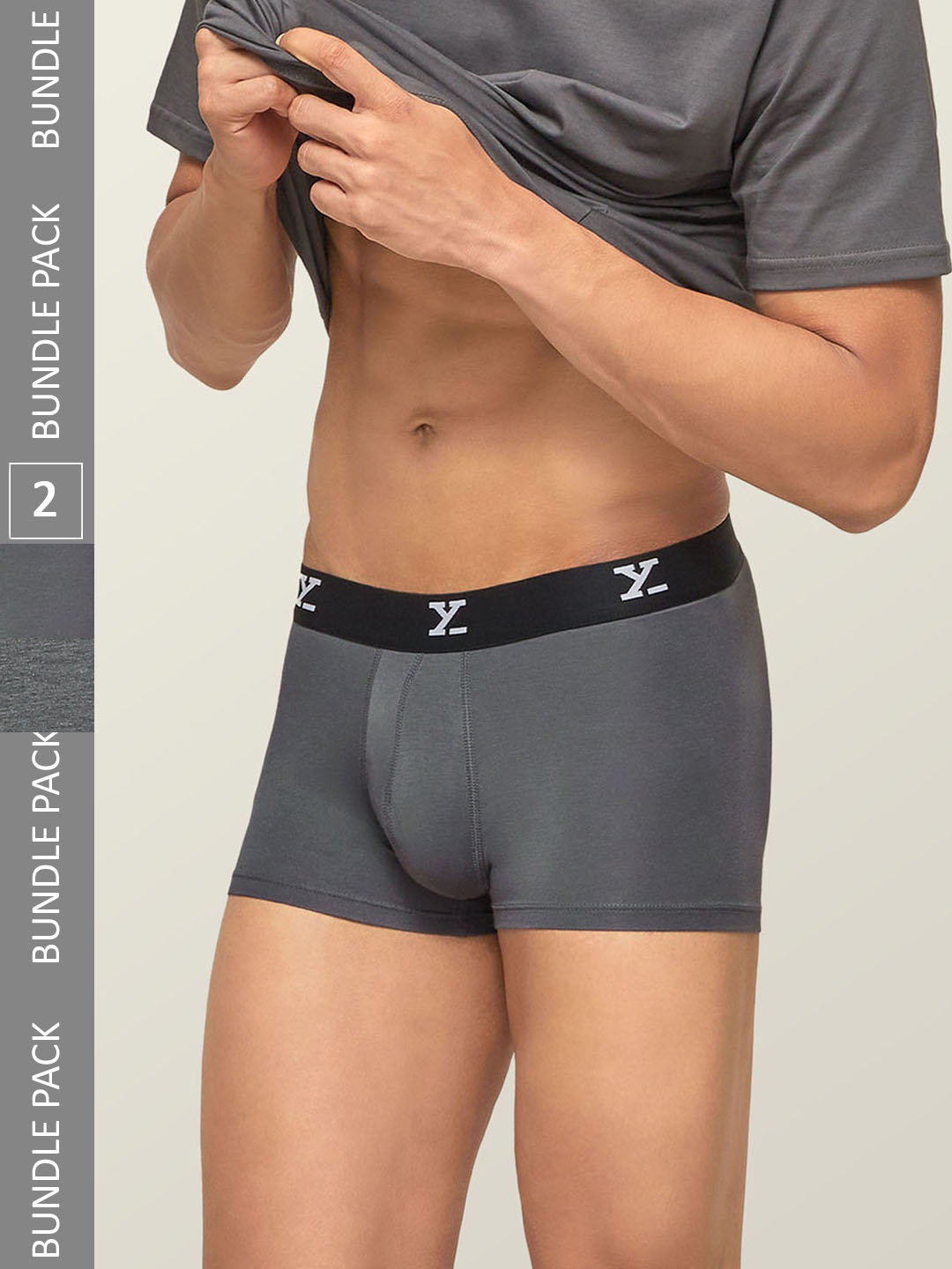 

XYXX Men Pack Of 2 Mid-Rise Sweat WickingTrunks, Grey