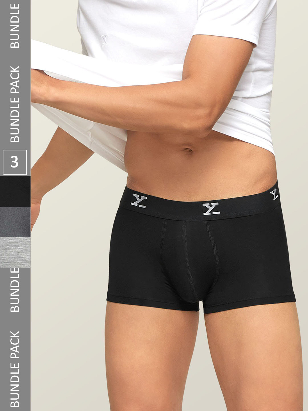 

XYXX Men Pack Of 3 Mid-Rise Sweat WickingTrunks, Black