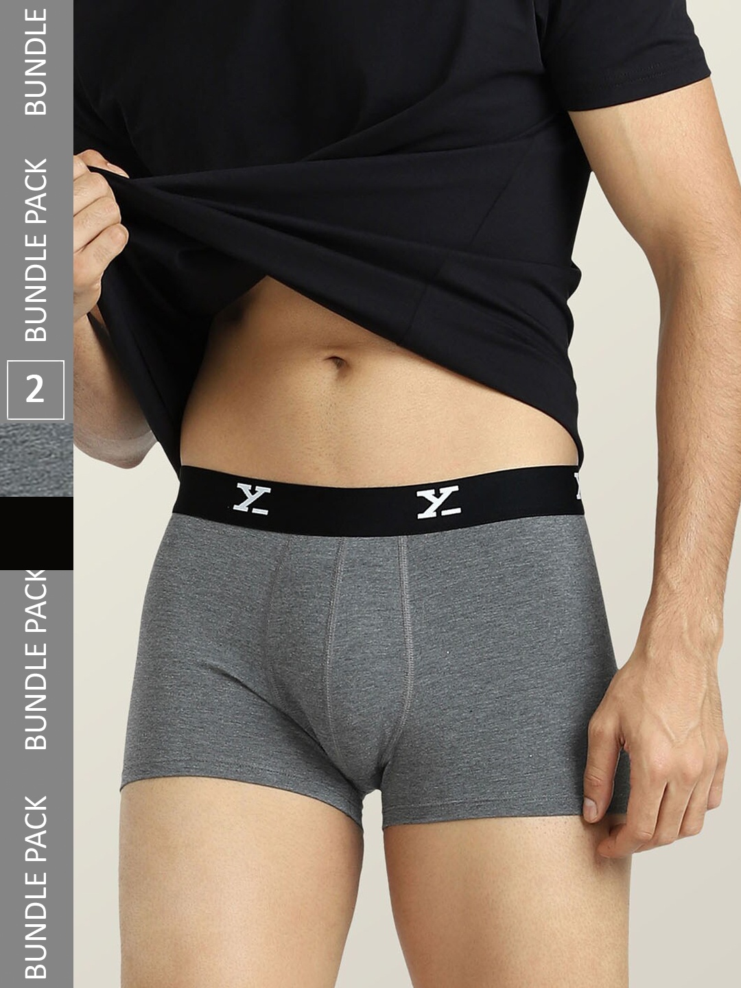 

XYXX Men Pack Of 2 Anti Microfiber ACE Intelisoft Lightweight Modal Trunks, Grey