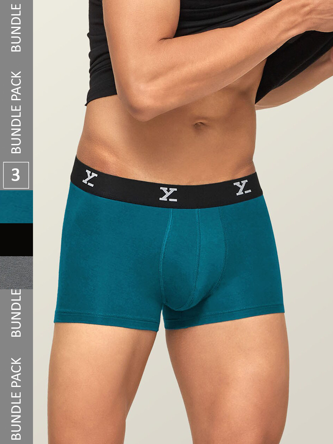 

XYXX Men Pack Of 3 Mid-Rise Sweat WickingTrunks, Blue