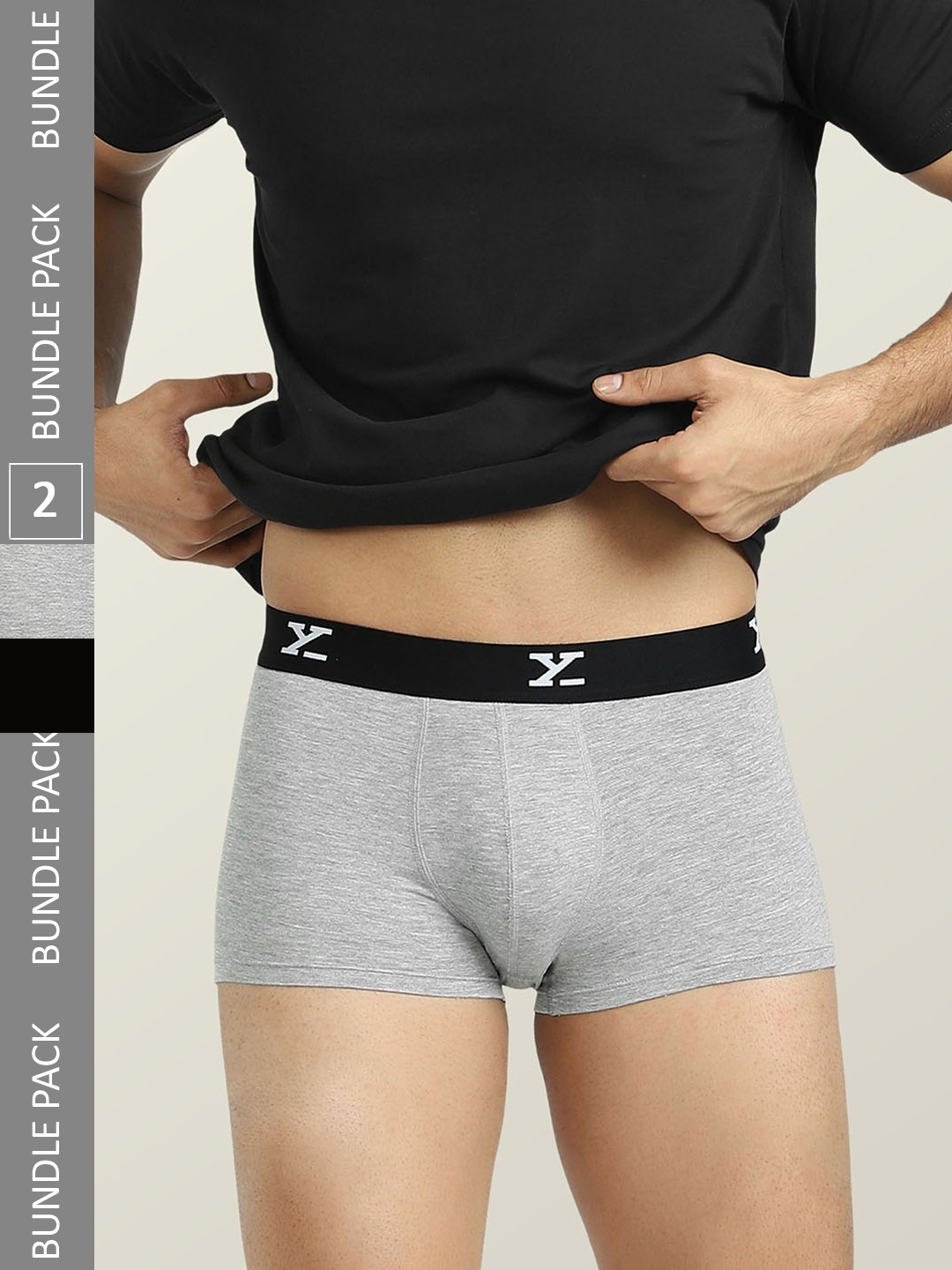 

XYXX Men Pack Of 2 Mid-Rise Sweat WickingTrunks, Grey melange