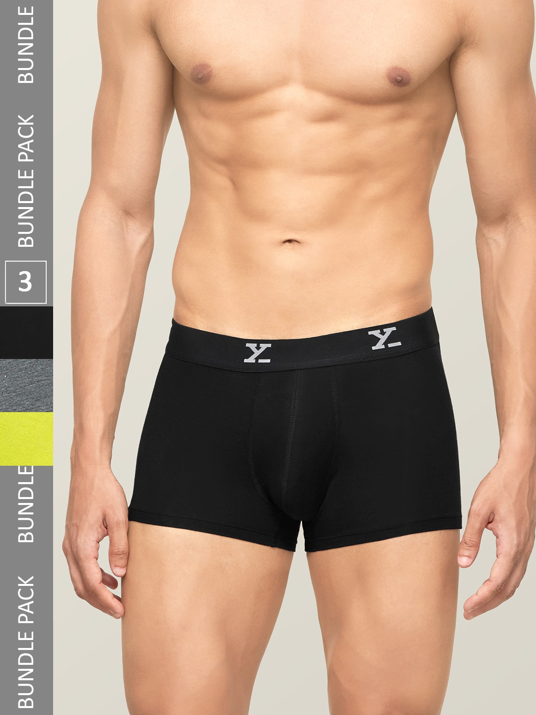 

XYXX Men Pack Of 3 ACE Intelisoft Lightweight Modal Trunks, Black