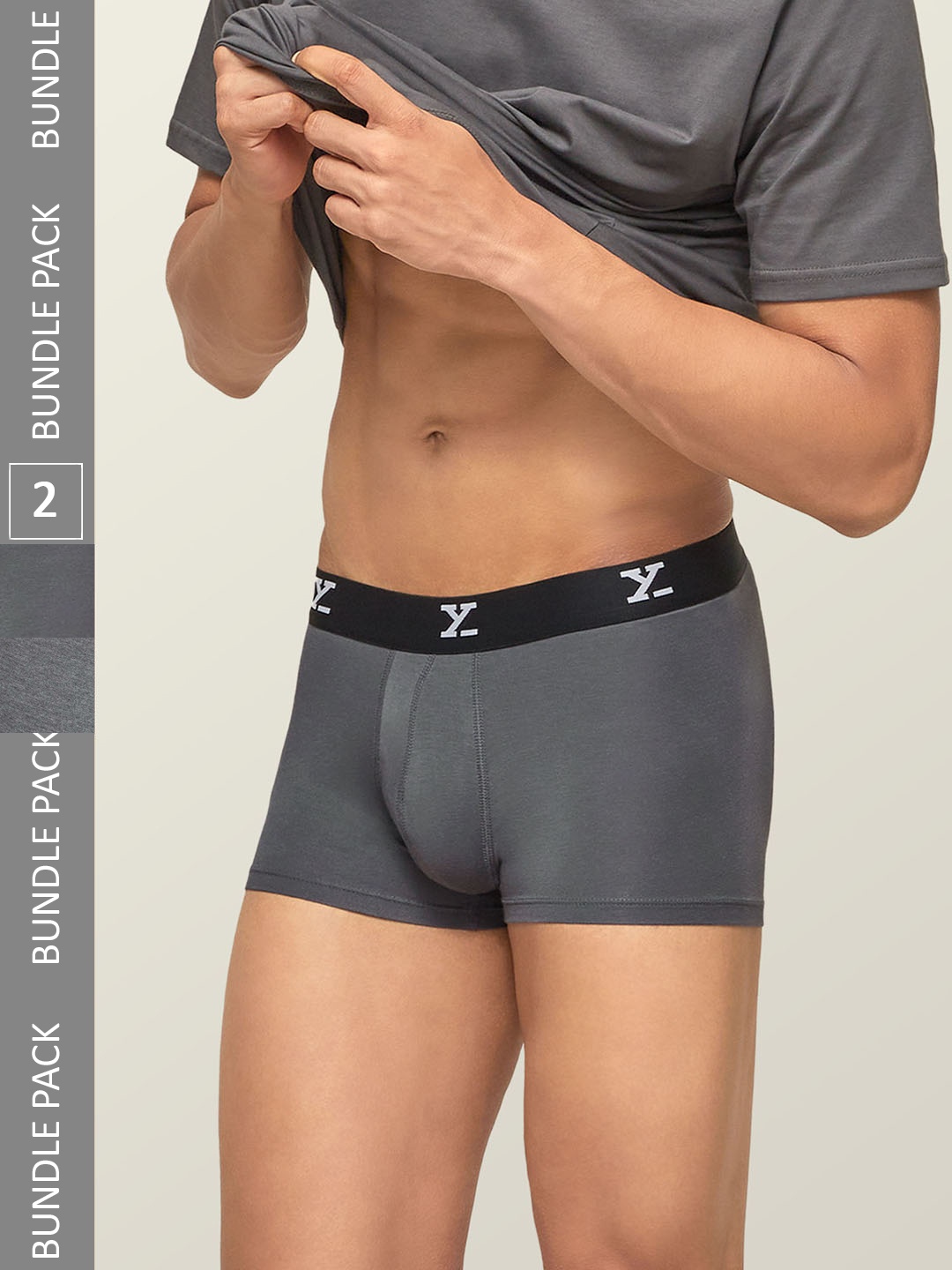 

XYXX Men Pack Of 2 Mid-Rise Sweat WickingTrunks, Grey melange