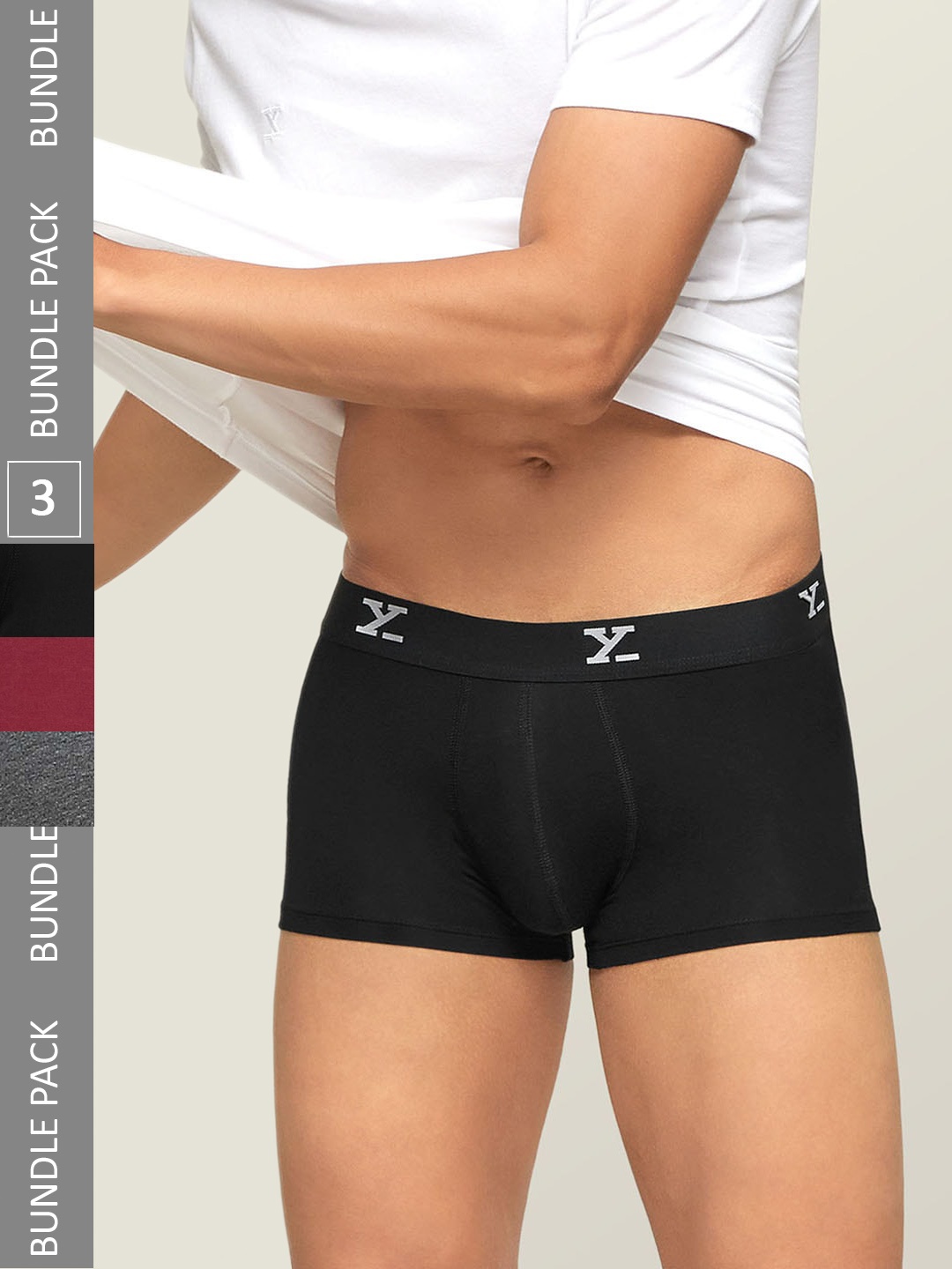 

XYXX Men Pack Of 3 Mid-Rise Sweat WickingTrunks, Black