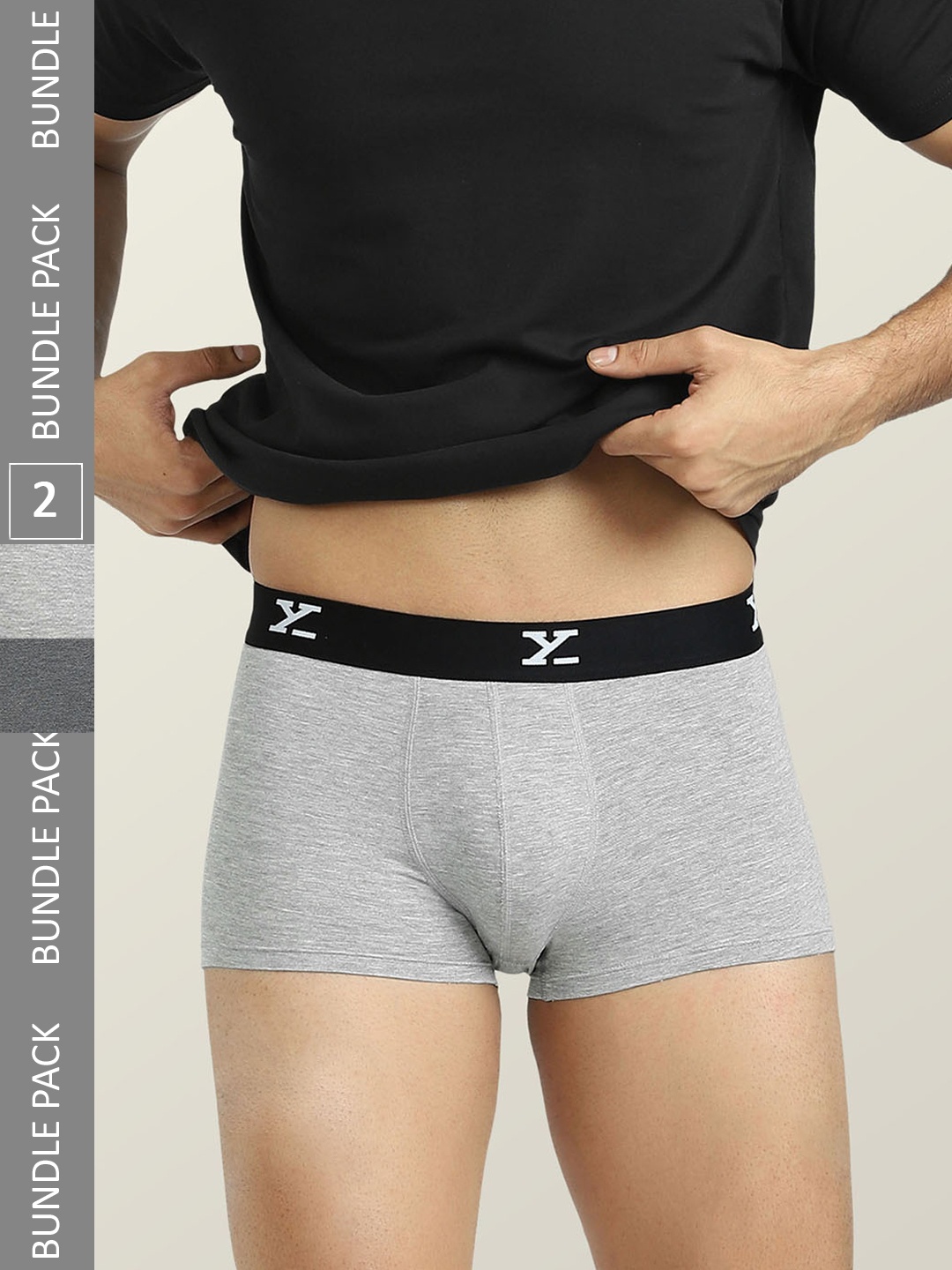 

XYXX Men Pack Of 2 Mid-Rise Sweat WickingTrunks, Grey melange