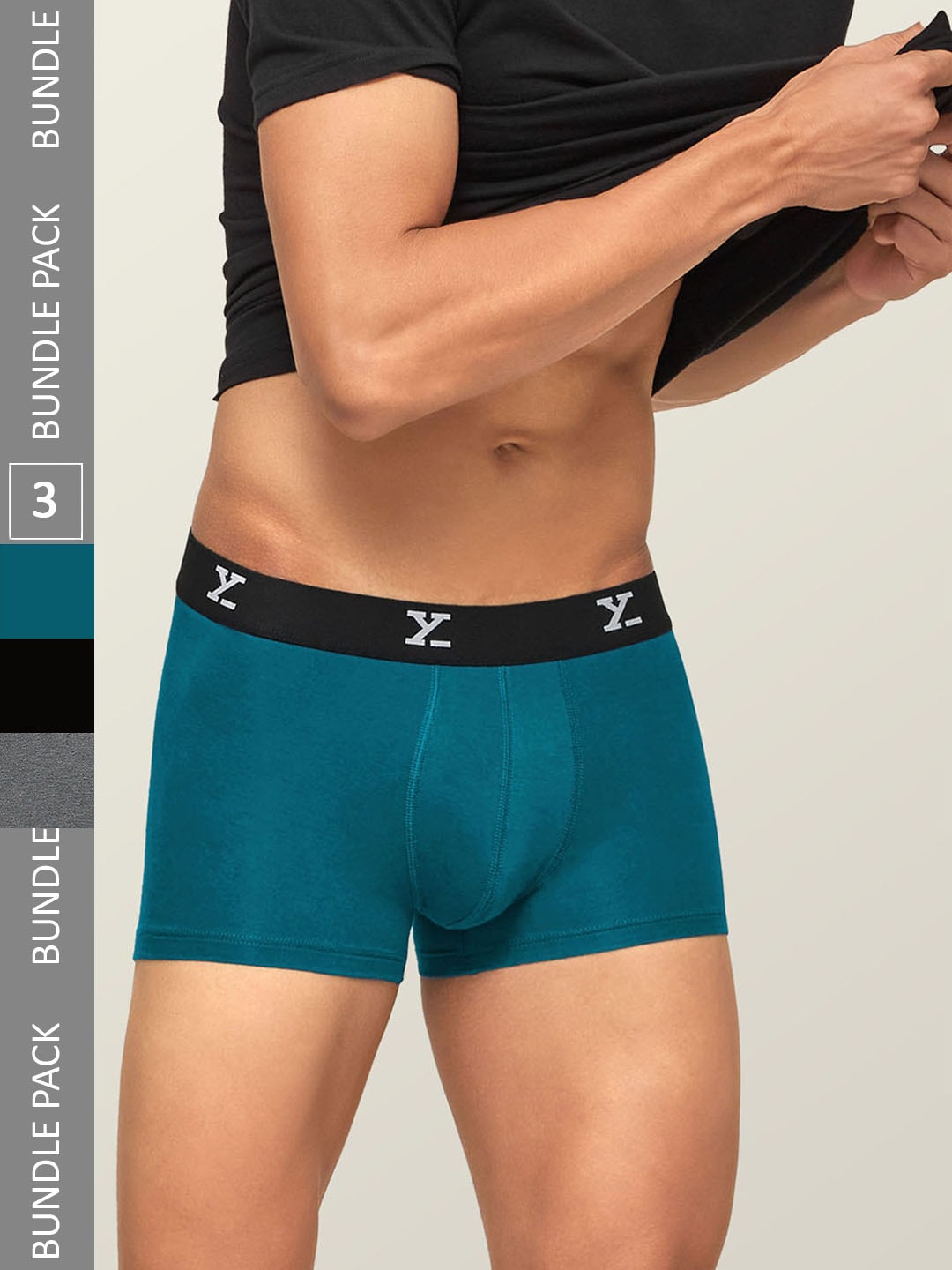 

XYXX Men Pack Of 3 Mid-Rise Sweat WickingTrunks, Blue