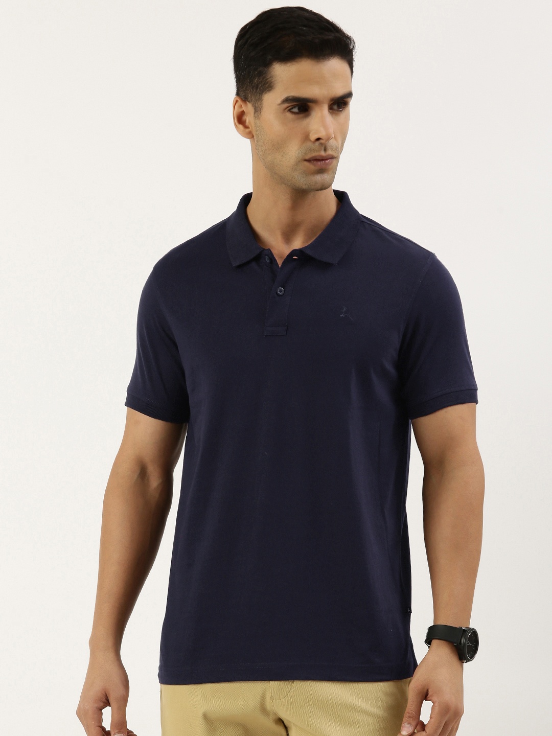 

Parx Men Solid Polo Collar Pure Cotton T-shirt, Navy blue