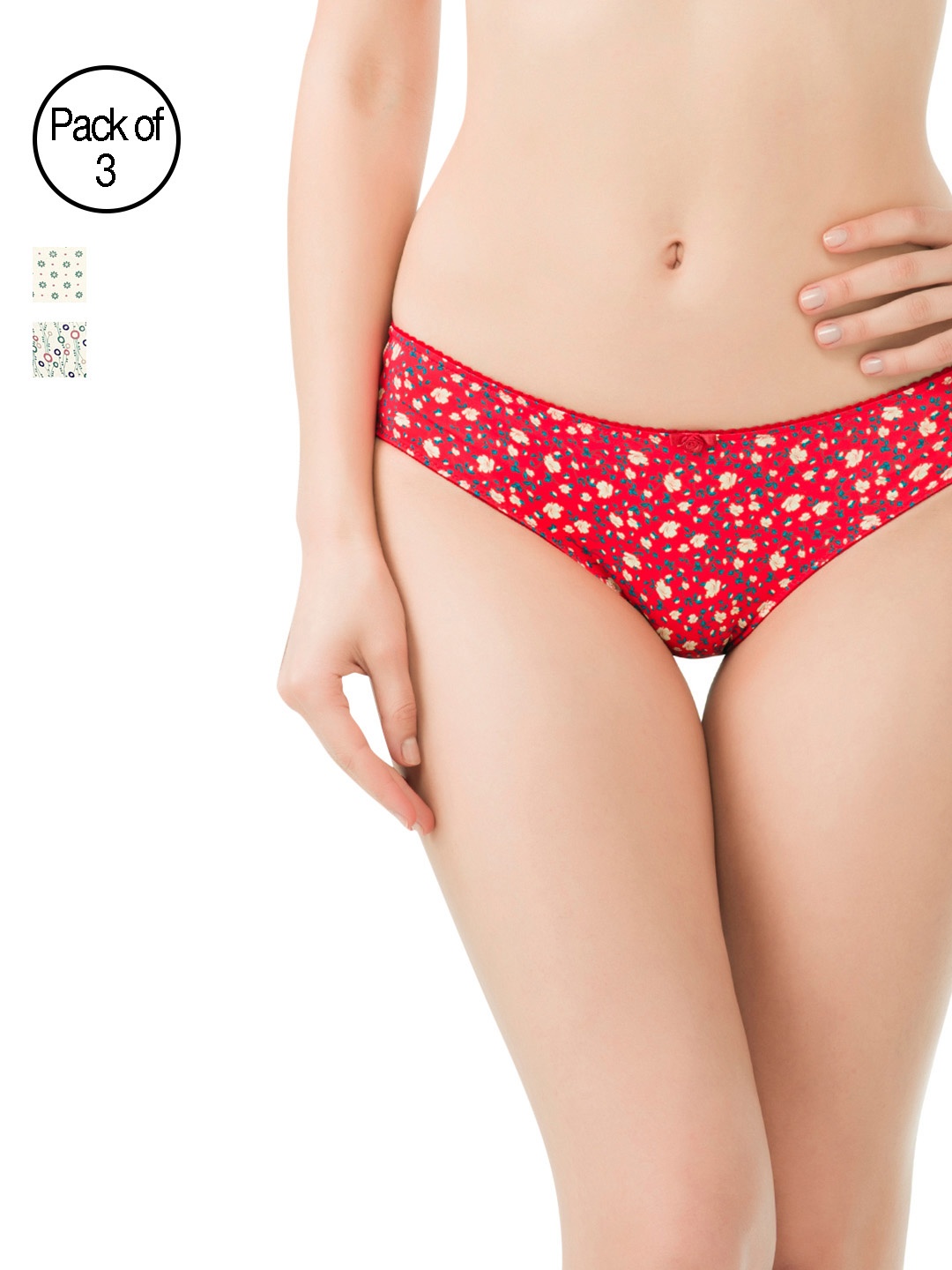 

Amante Women Pack of 3 Printed Briefs, Red