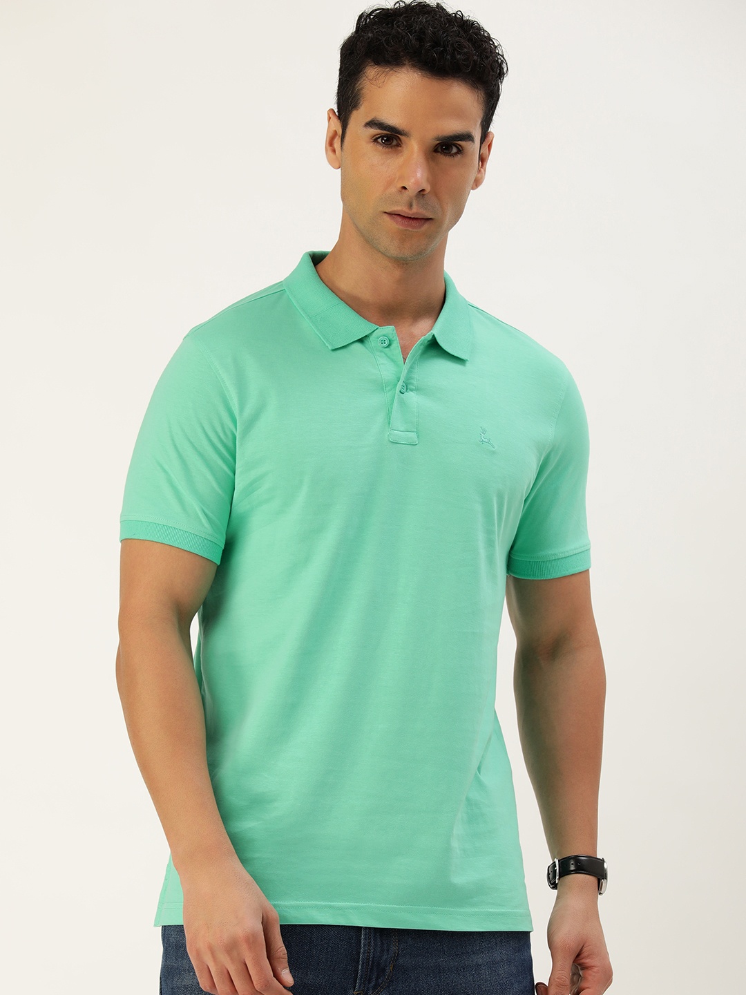 

Parx Polo Collar Pure Cotton T-shirt, Green
