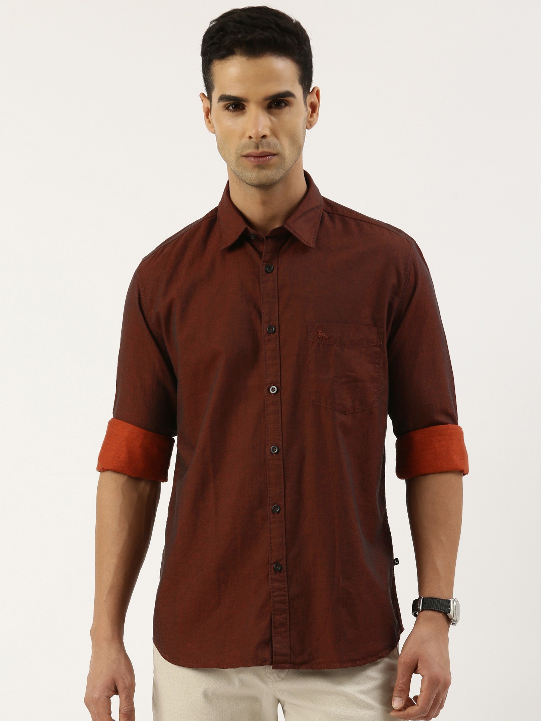 

Parx Pure Cotton Slim Fit Casual Shirt, Maroon