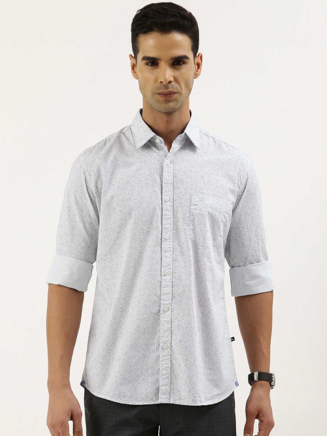 

Parx Men White Slim Fit Printed Pure Cotton Casual Shirt