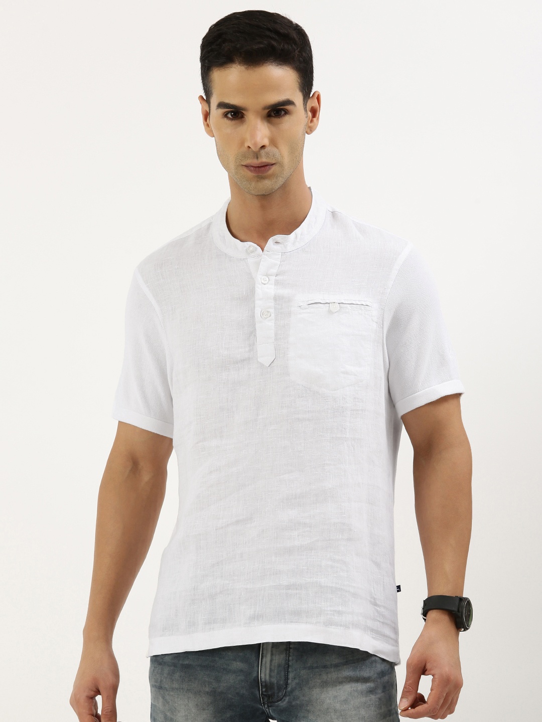 

Parx Solid Linen Casual Shirt, White