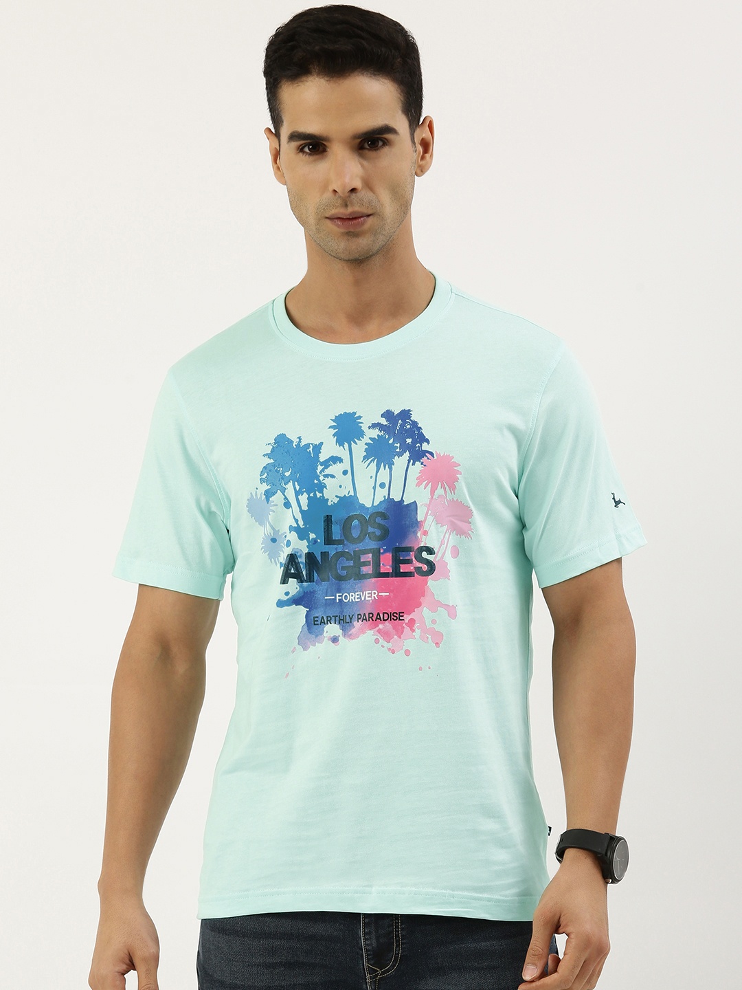 

Parx Typography Printed Pure Cotton T-shirt, Green
