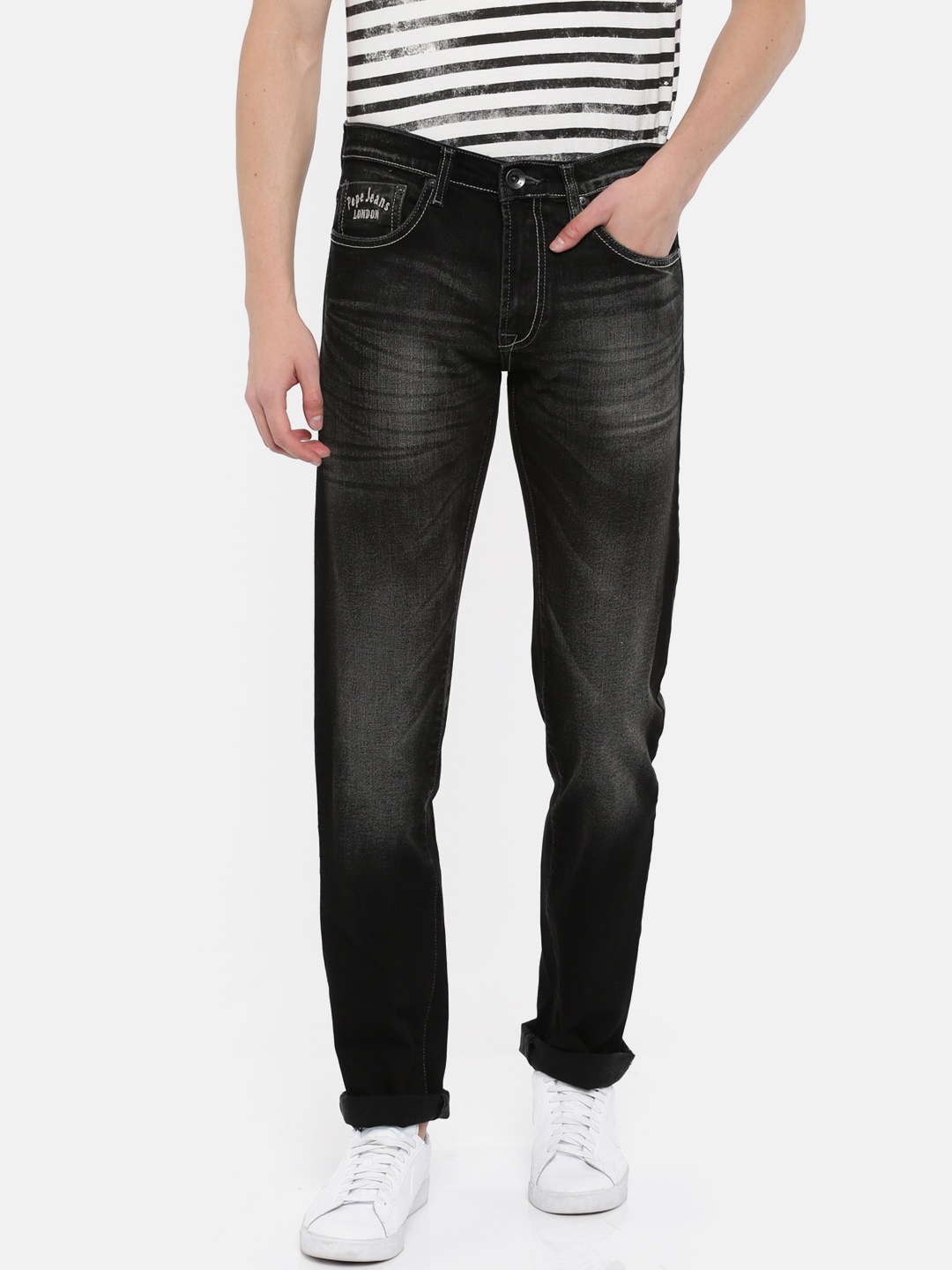 

Pepe Jeans Men Black Slim Fit Low-Rise Clean Look Stretchable Jeans