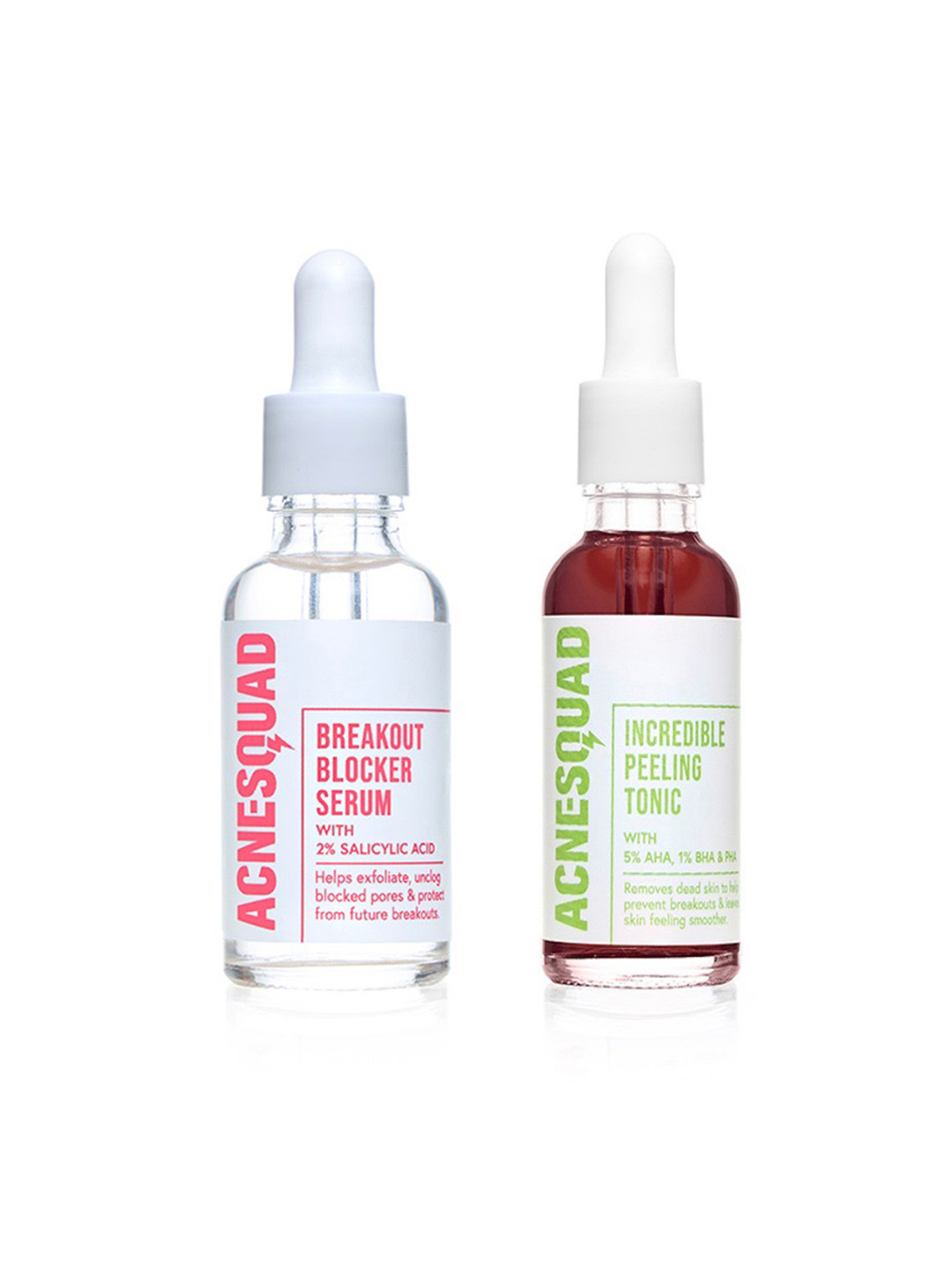 

Acne Squad Breakout Blocker Face Serum 30ml & Incredible Peeling Tonic 30ml, Pink