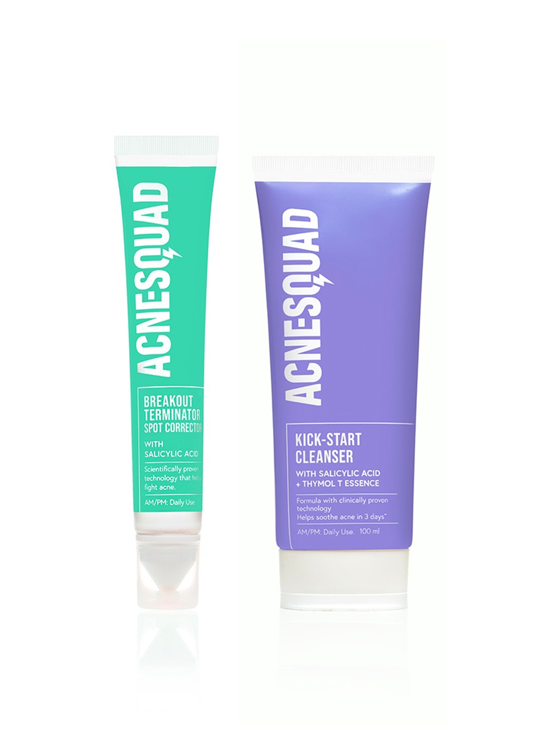 

Acne Squad Set of Breakout Terminator Spot Corrector 20g & Kick-Start Face Cleanser 100ml, Green