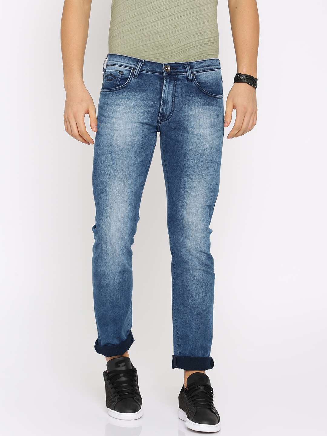 

Pepe Jeans Men Blue Vapour Regular Fit Mid-Rise Clean Look Stretchable Jeans