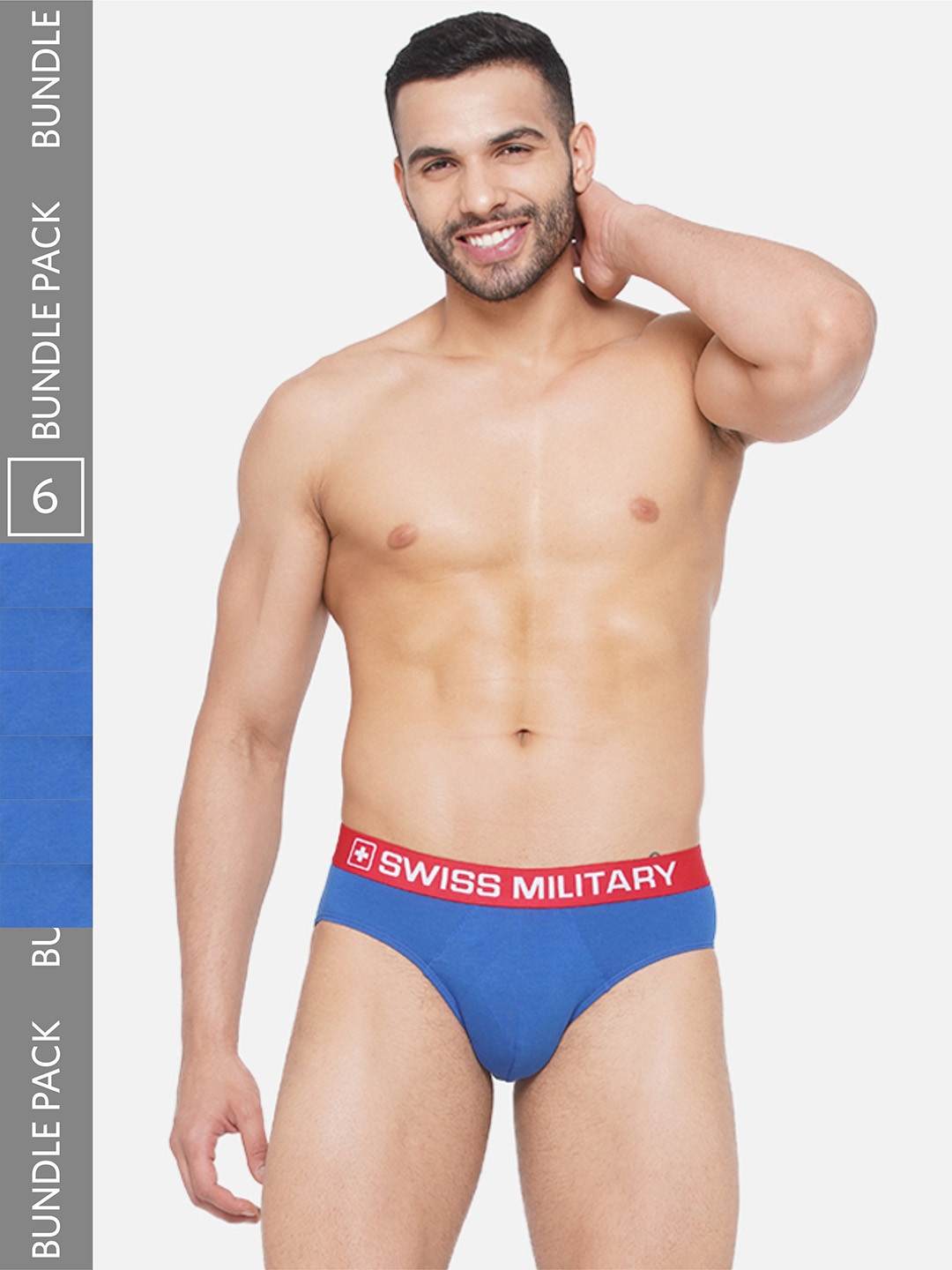 

SWISS MILITARY Men Pack of 6 Mid-Rise Basic Briefs, Navy blue