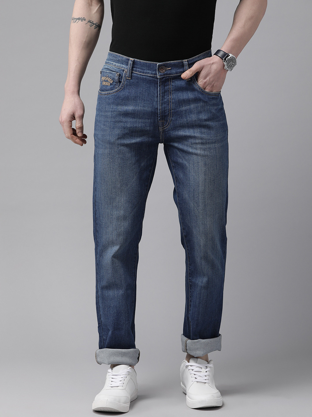 

Pepe Jeans Men Slim Fit Low-Rise Light Fade Stretchable Jeans, Blue