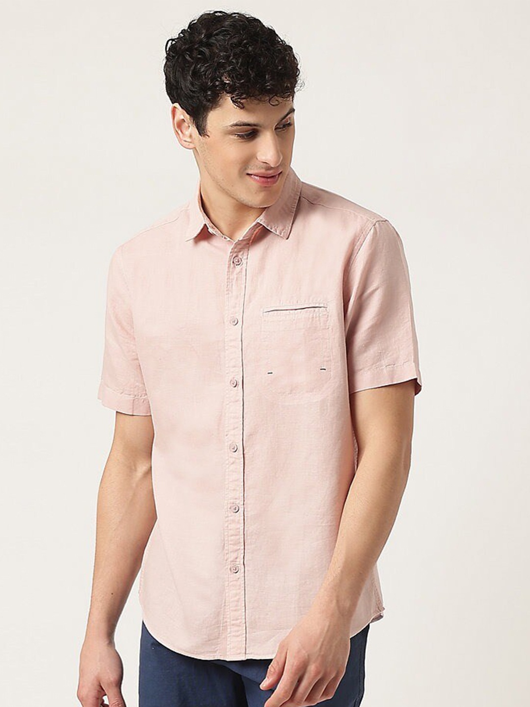 

Marks & Spencer Spread Colar Pure Cotton Casual Shirt, Coral