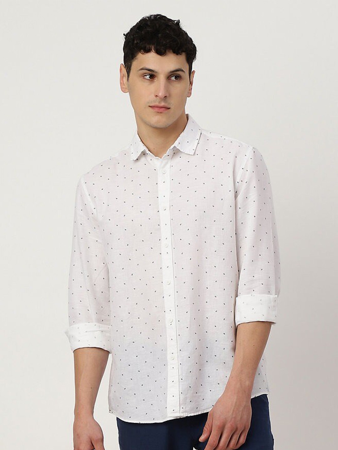 

Marks & Spencer Micro Ditsy Printed Opaque Casual Shirt, White