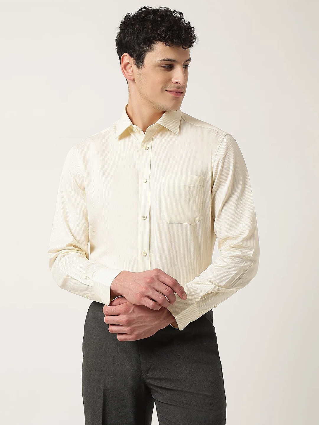 

Marks & Spencer Vertical Striped Pure Cotton Shirt, Yellow