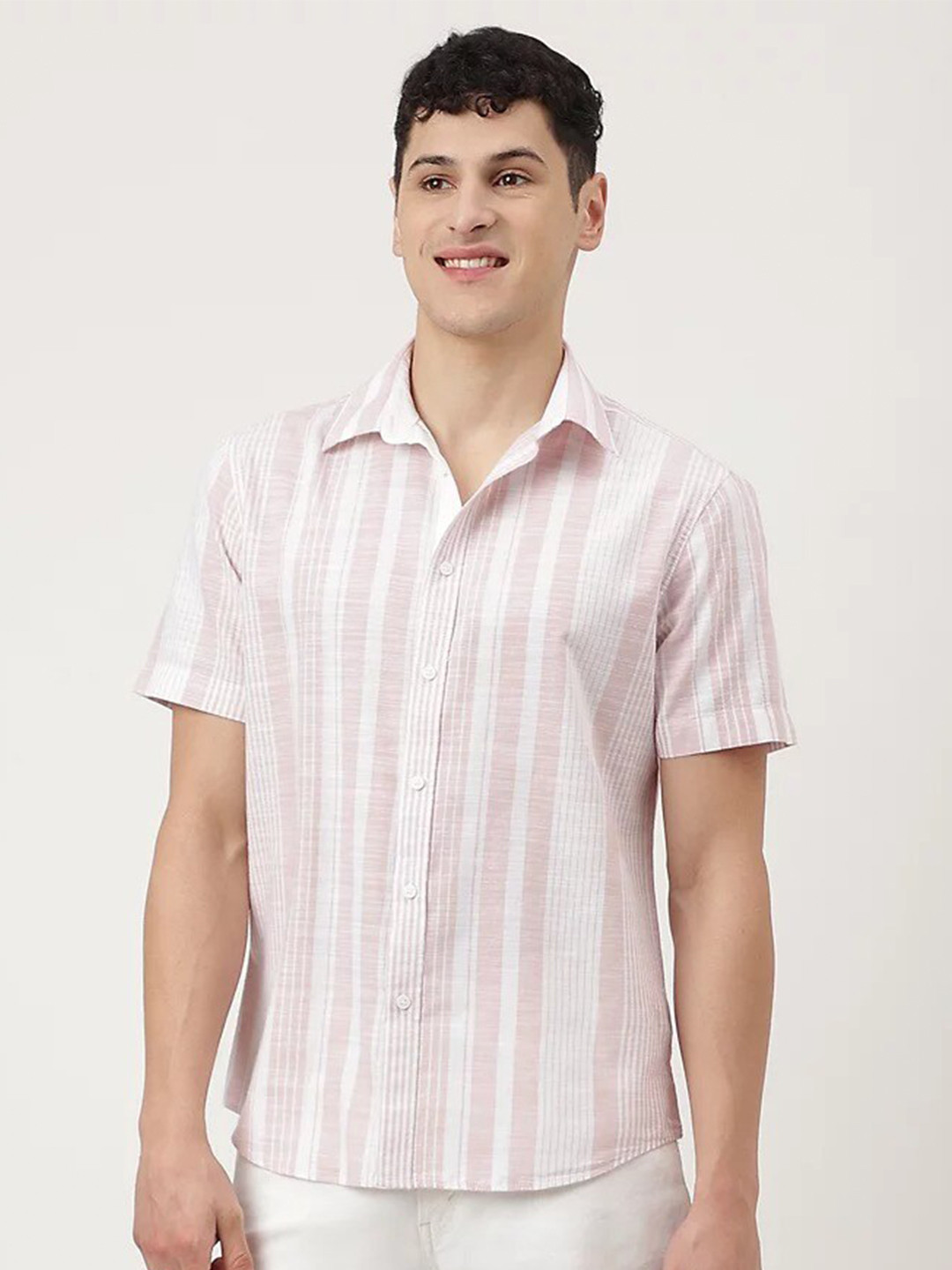 

Marks & Spencer Vertical Striped Pure Cotton Shirt, Pink