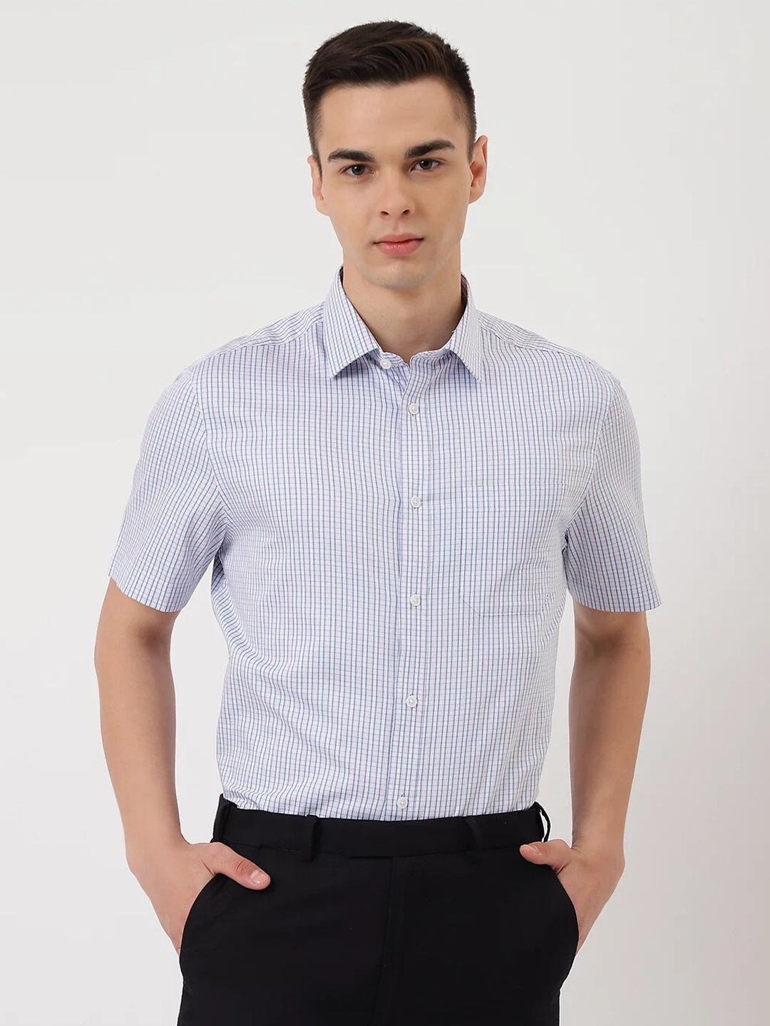 

Marks & Spencer Checked Pure Cotton Casual Shirt, Blue