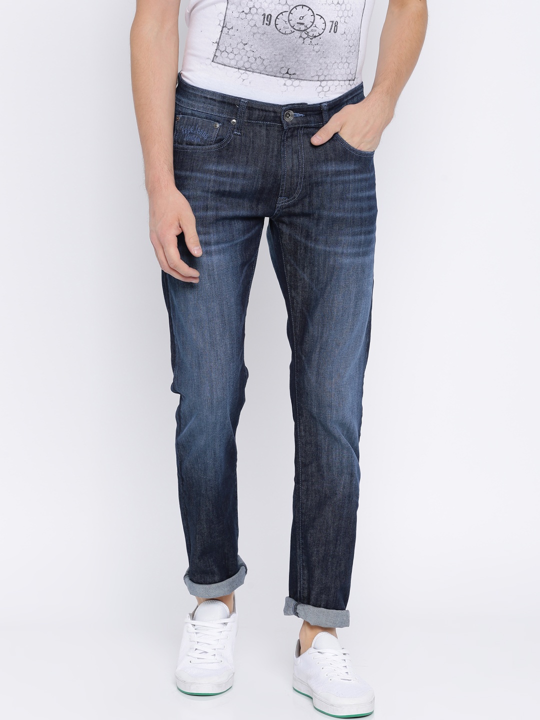 

Pepe Jeans Men Blue Slim Fit Low-Rise Clean Look Stretchable Jeans
