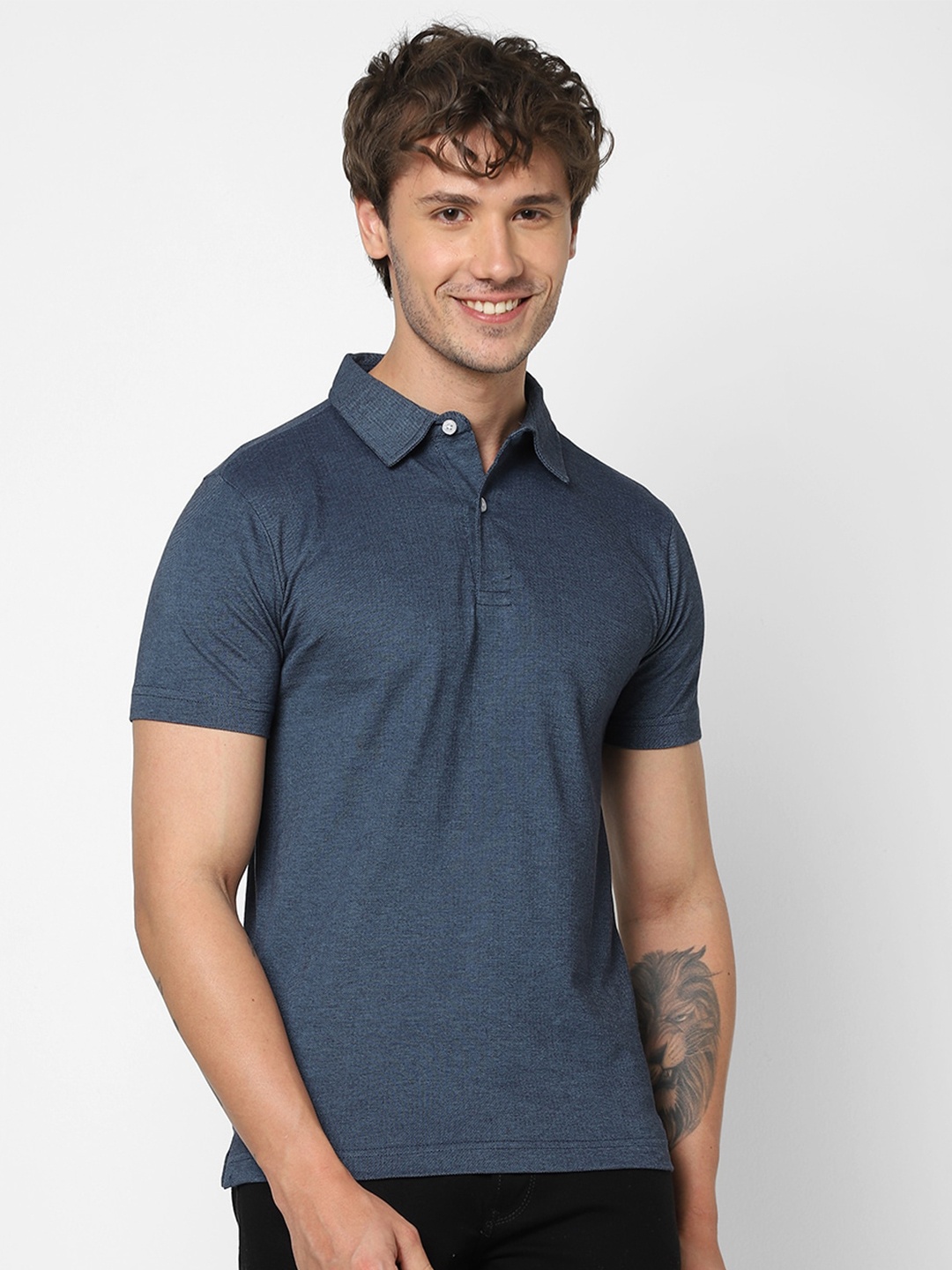 

VASTRADO Polo Collar Short Sleeves Cotton T-shirt, Blue