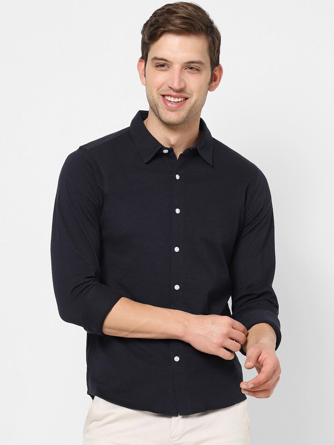 

VASTRADO Opaque Cotton Casual Shirt, Navy blue