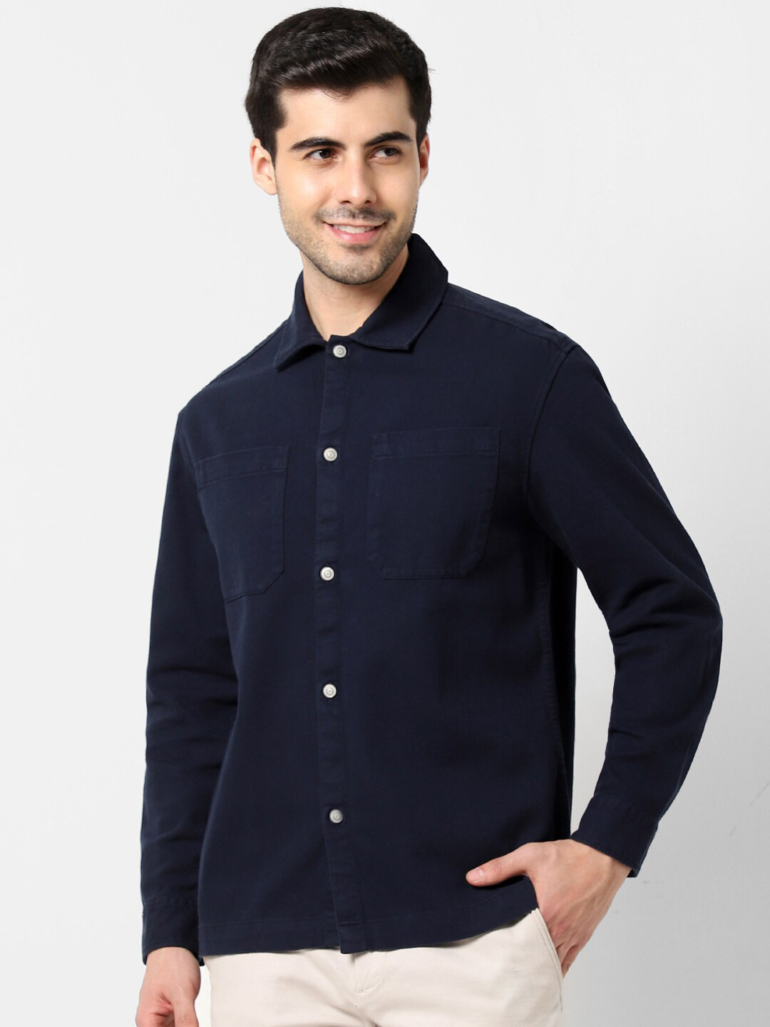 

VASTRADO Opaque Cotton Casual Shirt, Navy blue