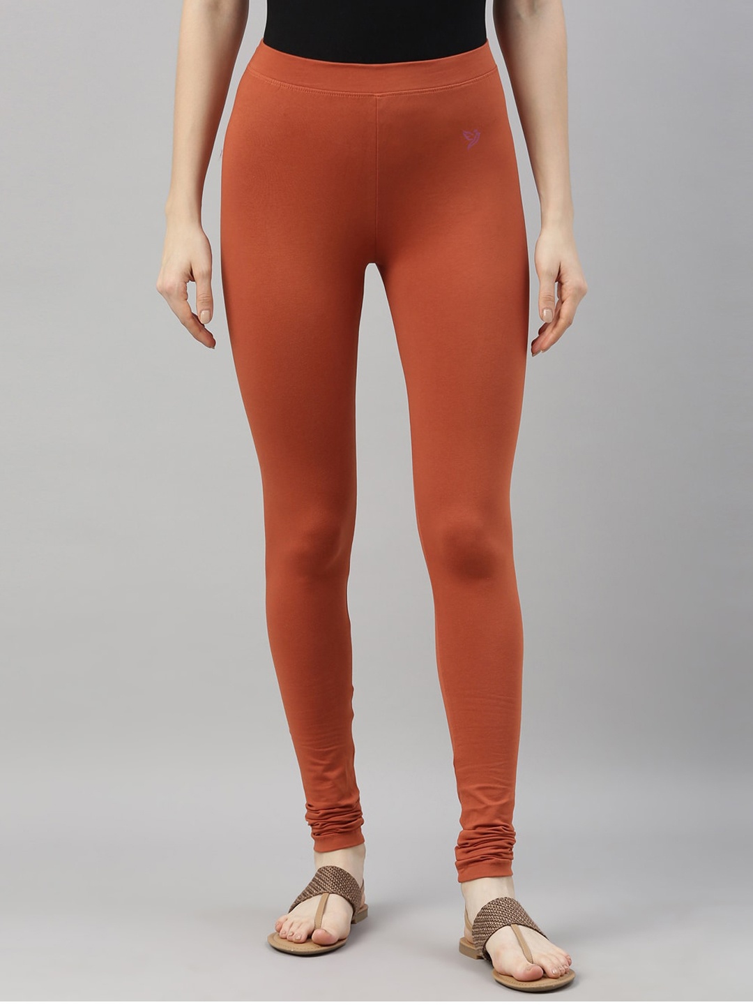 

TWIN BIRDS Women Churidar-Length Pure Cotton Leggings, Brown