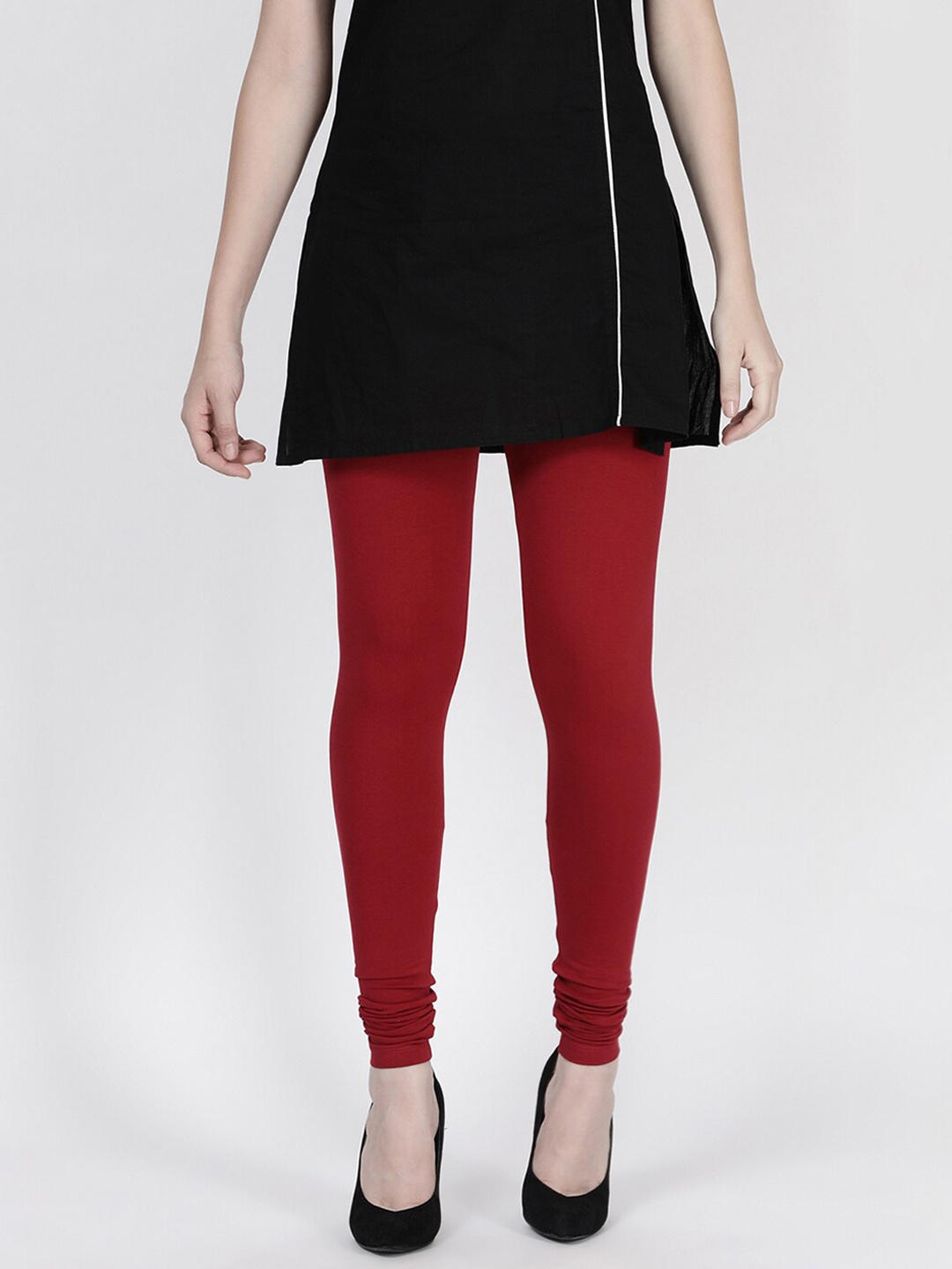 

TWIN BIRDS Women Churidar-Length Cotton Leggings, Red