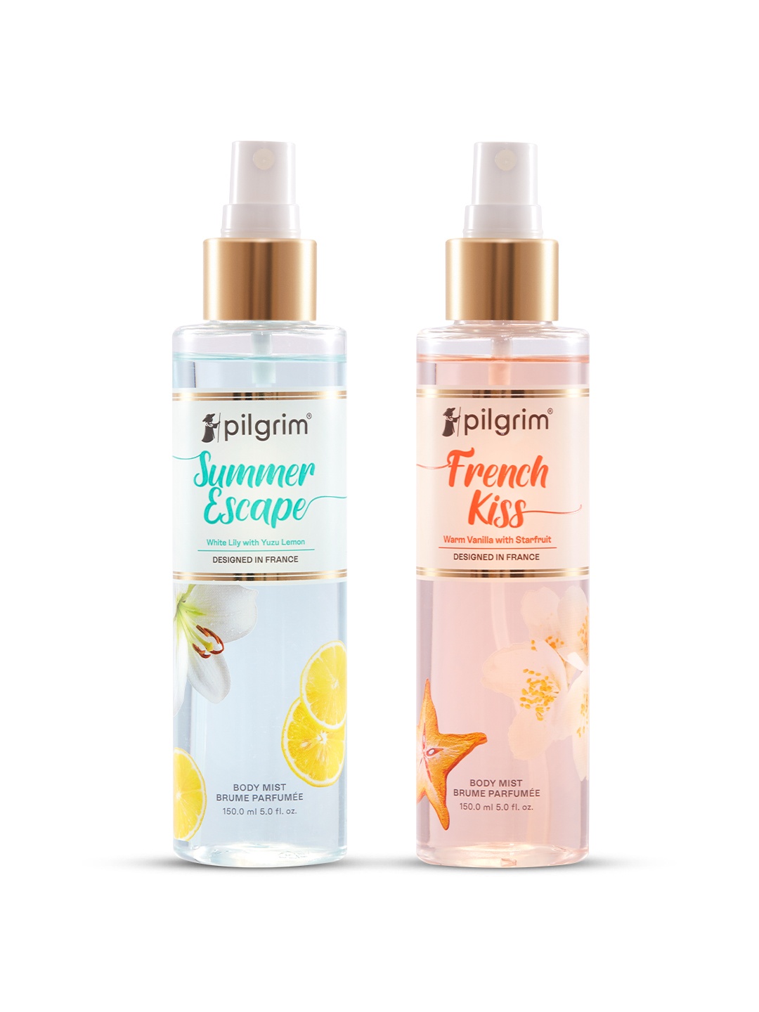 

Pilgrim Set Of 2 Long-Lasting Body Mist - French Kiss & Summer Escape, Blue