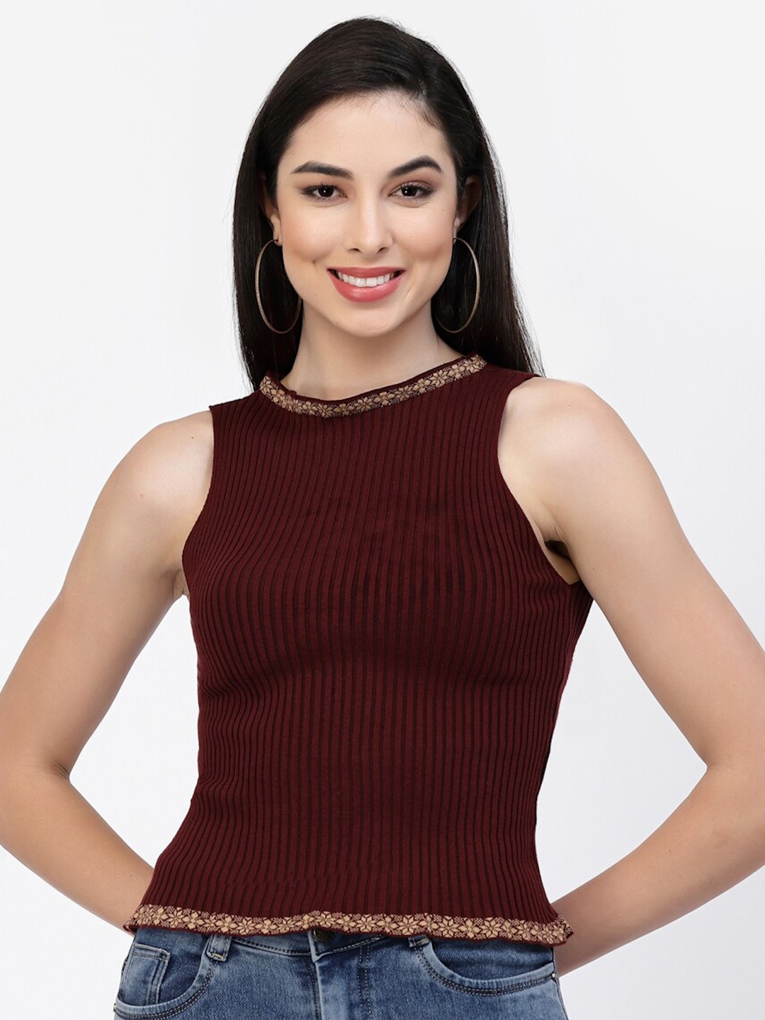 

Kalt Sleeveless Cotton Top, Maroon