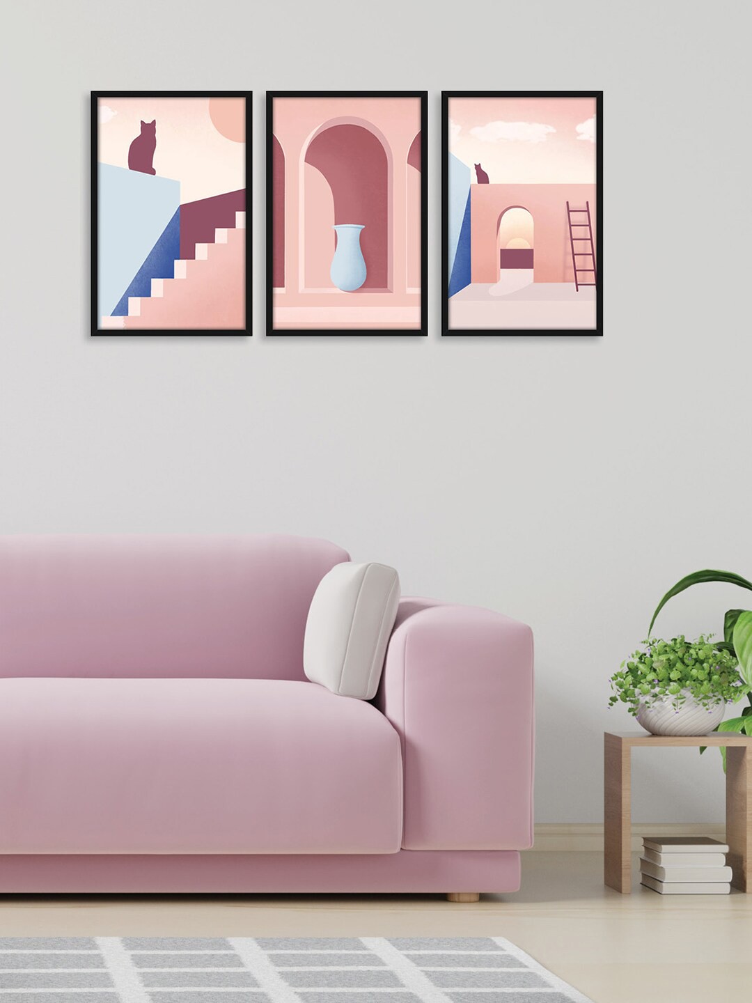 

RANDOM Pink 3 Pieces Framed Monument Wall Art Paintings