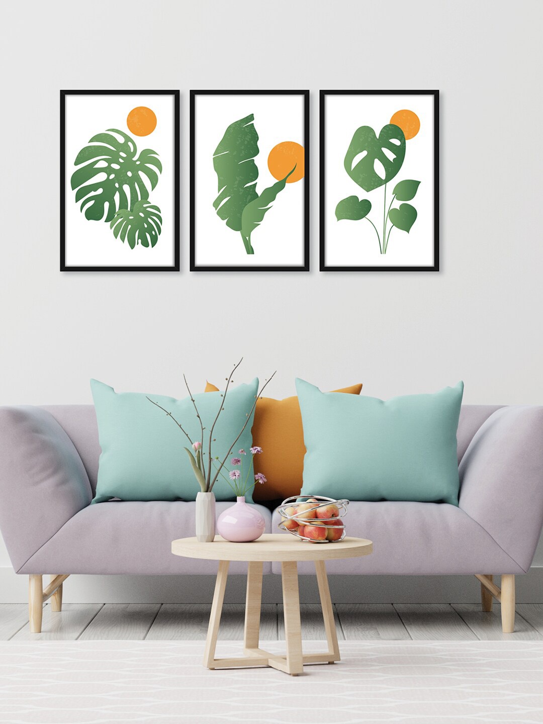 

RANDOM White 3 Pieces Framed Natural Leaf Paintings