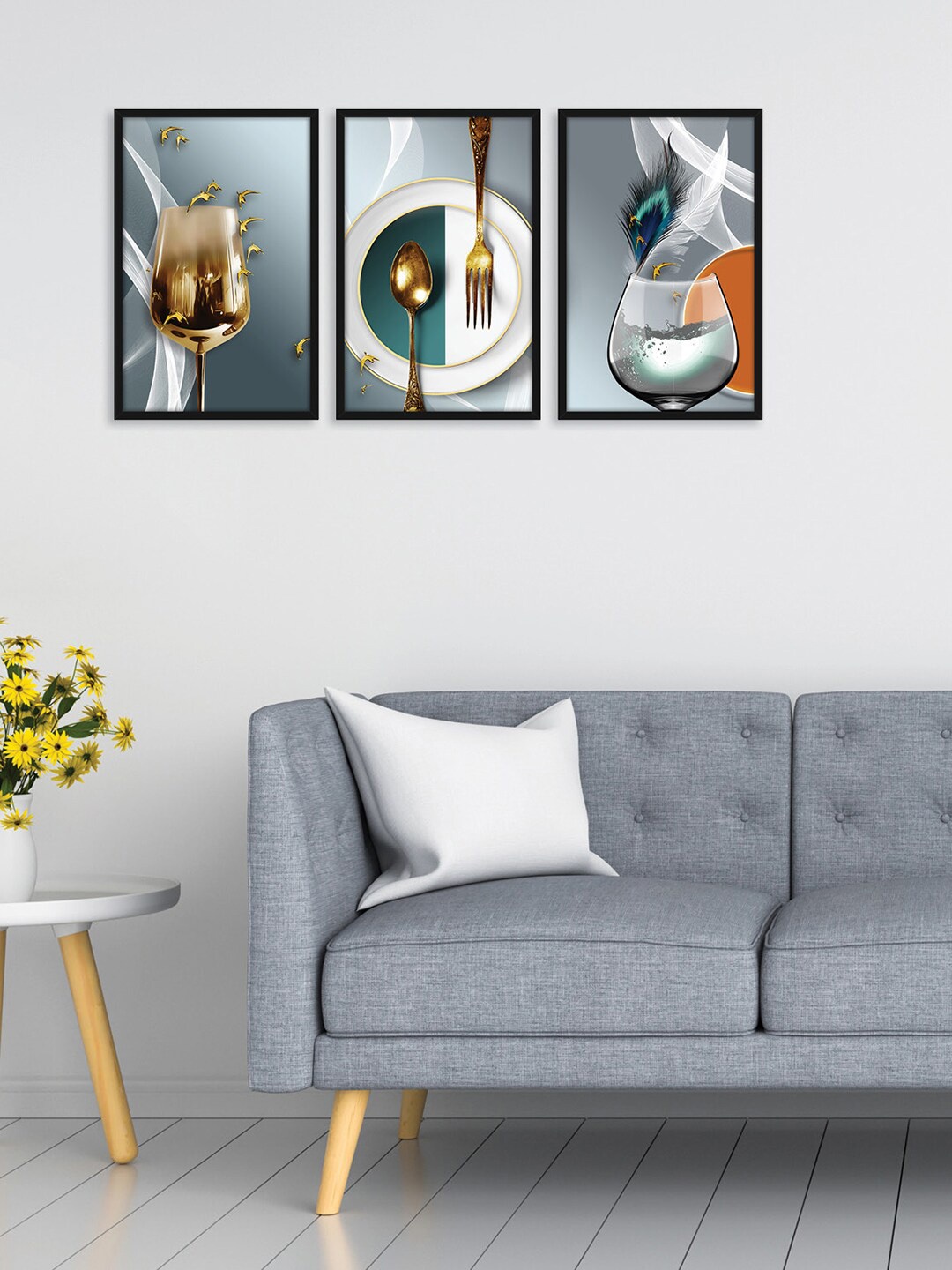 

Random Grey 3 Pieces 3D Symmetrical Art Paintings Framed Wall Art